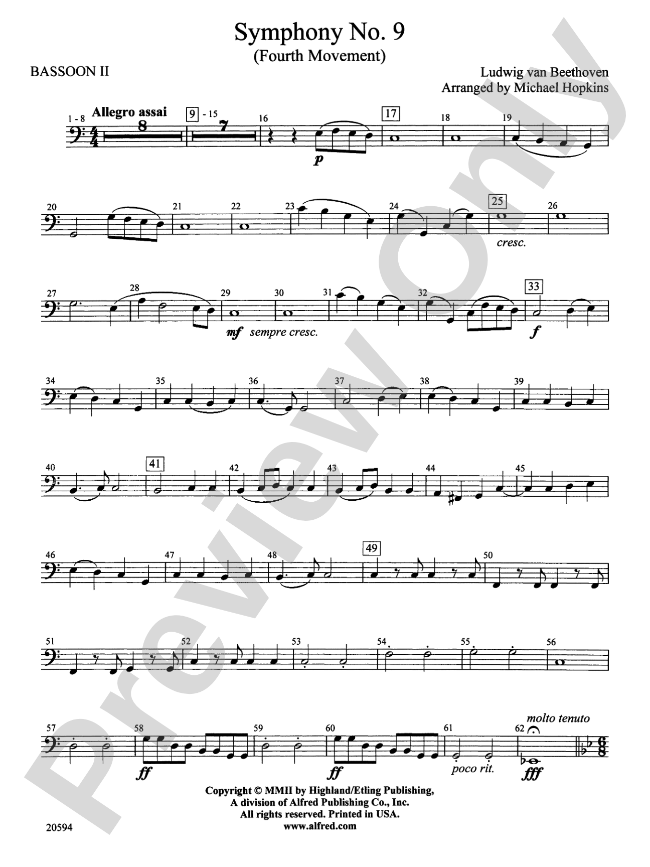 Symphony No. 9 (Fourth Movement): 2nd Bassoon