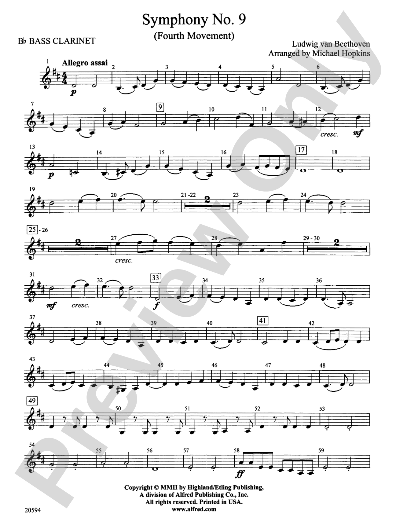 Symphony No. 9 (Fourth Movement): B-flat Bass Clarinet