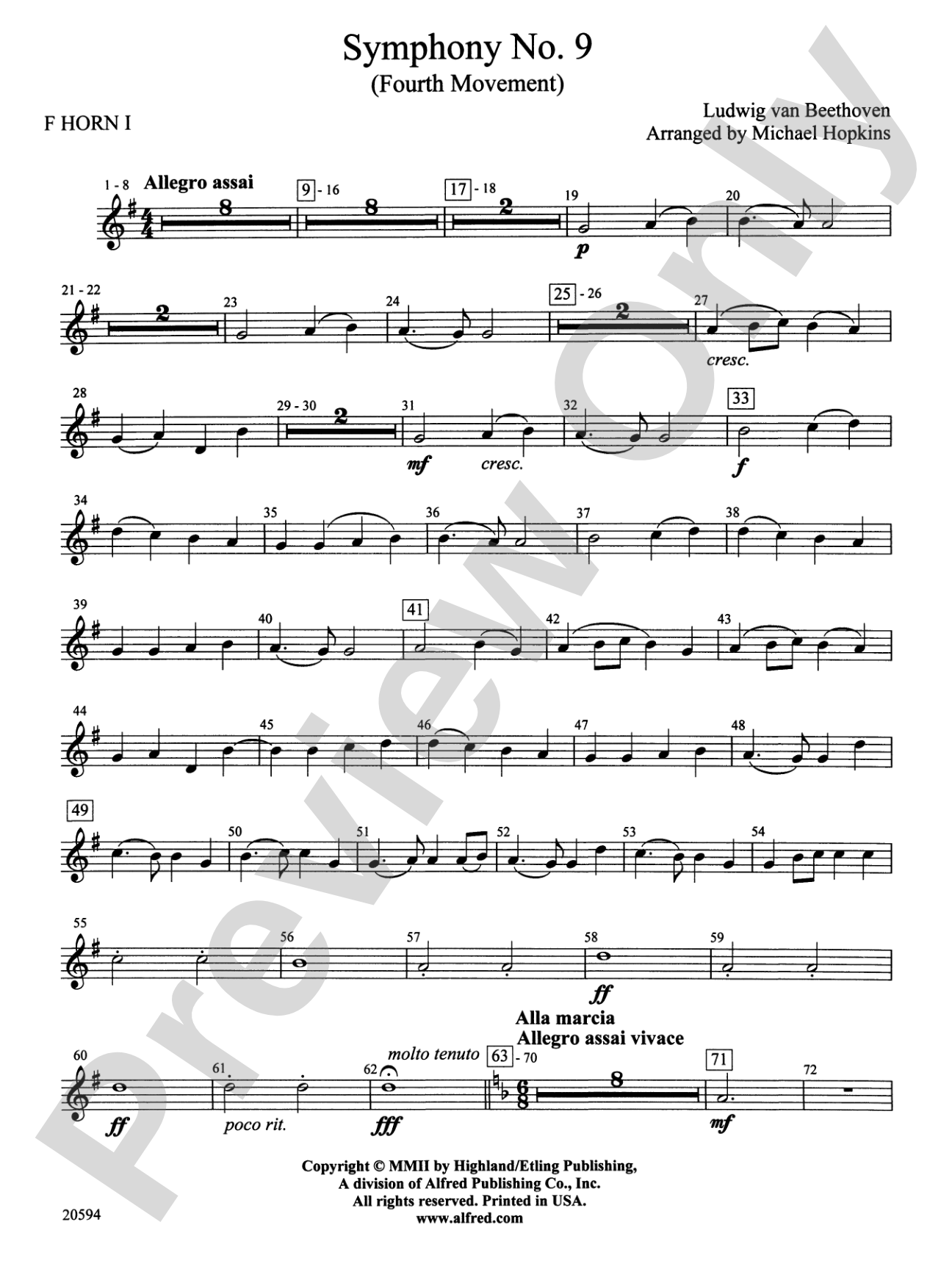 Symphony No. 9 (Fourth Movement): 1st F Horn
