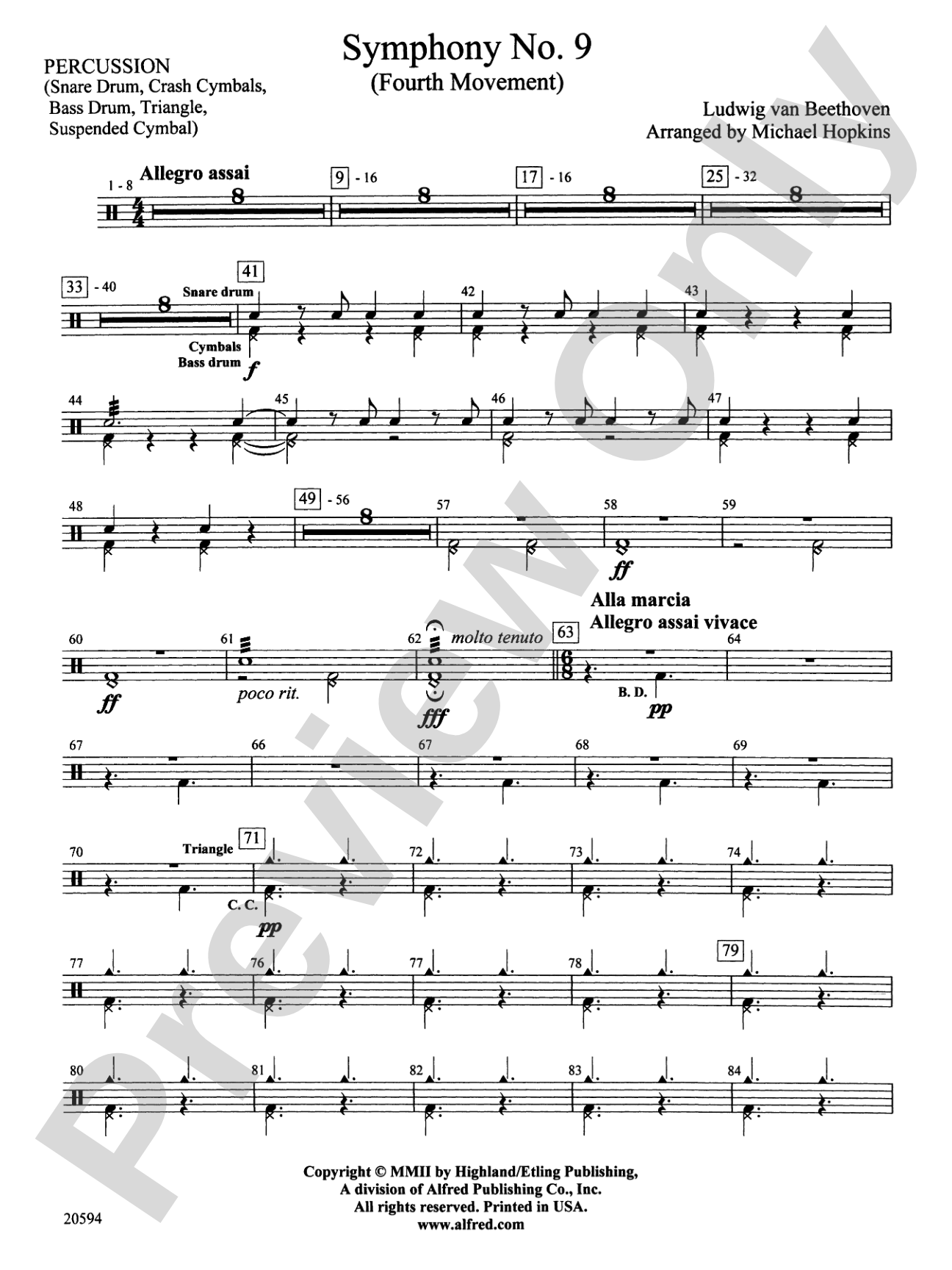 Symphony No. 9 (Fourth Movement): 1st Percussion