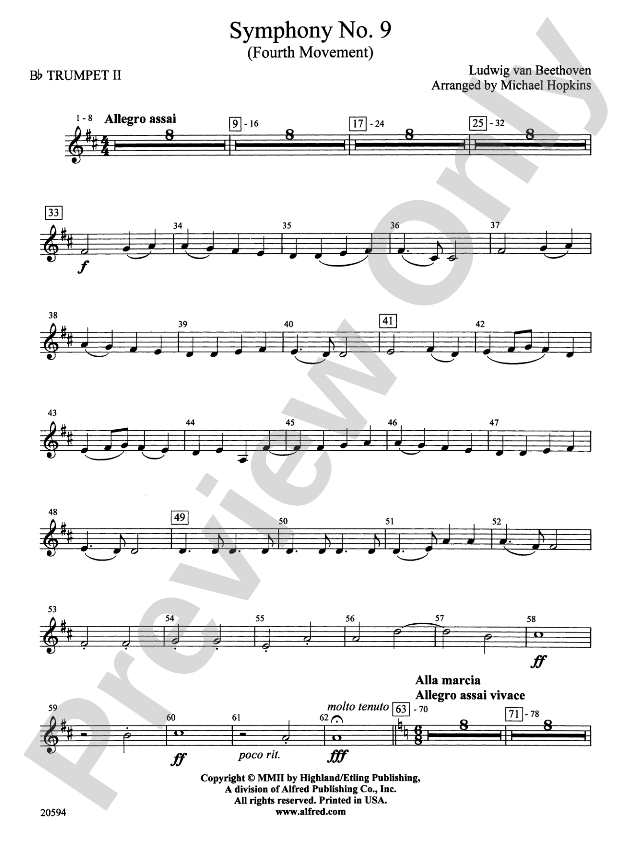 Symphony No. 9 (Fourth Movement): 2nd B-flat Trumpet