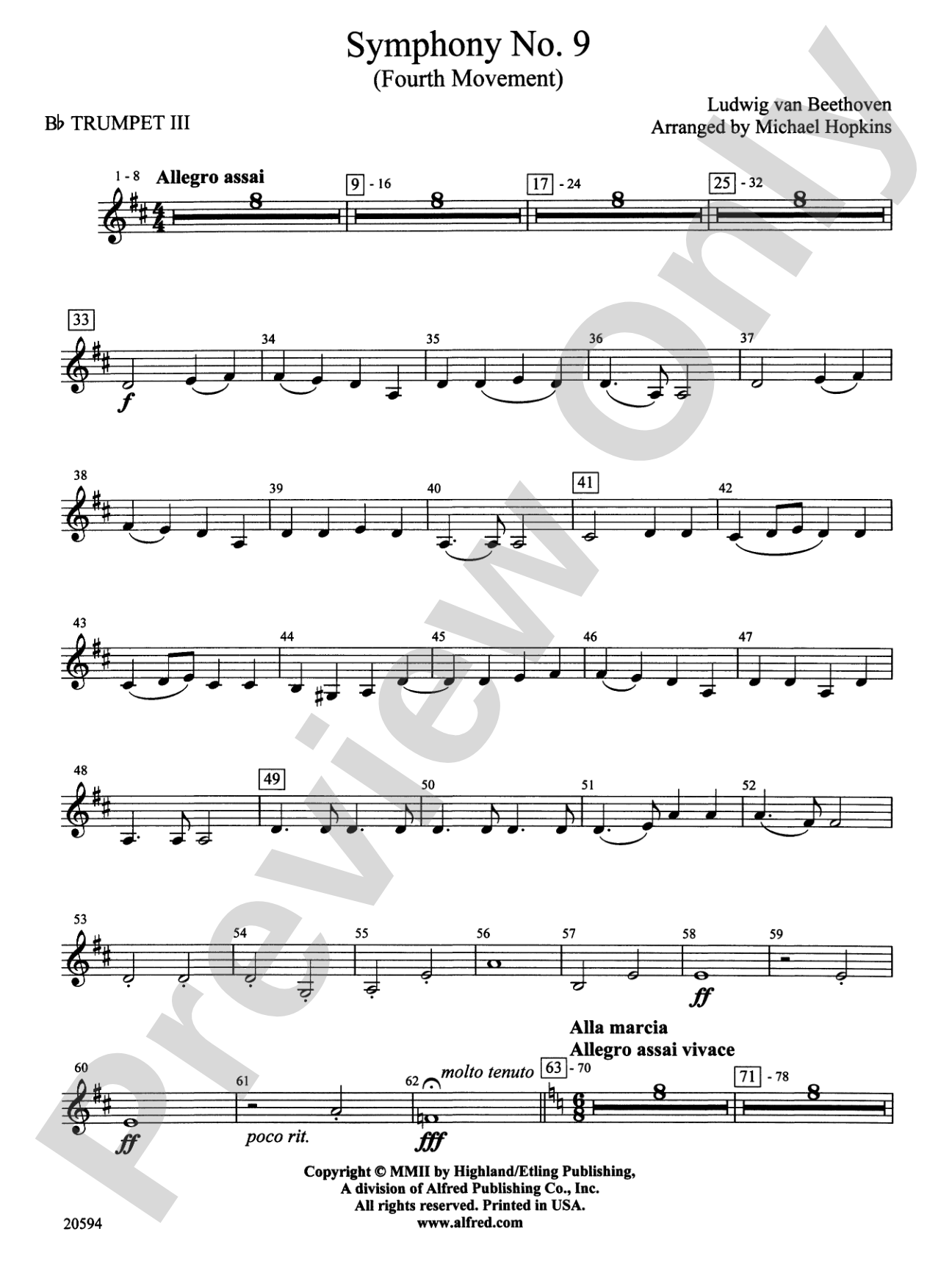 Symphony No. 9 (Fourth Movement): 3rd B-flat Trumpet