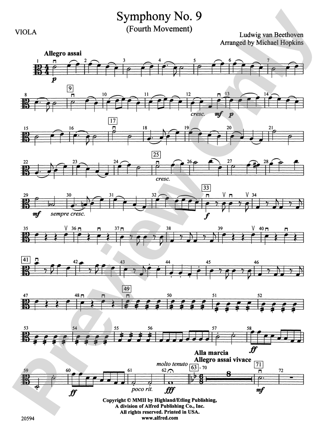 Symphony No. 9 (Fourth Movement): Viola