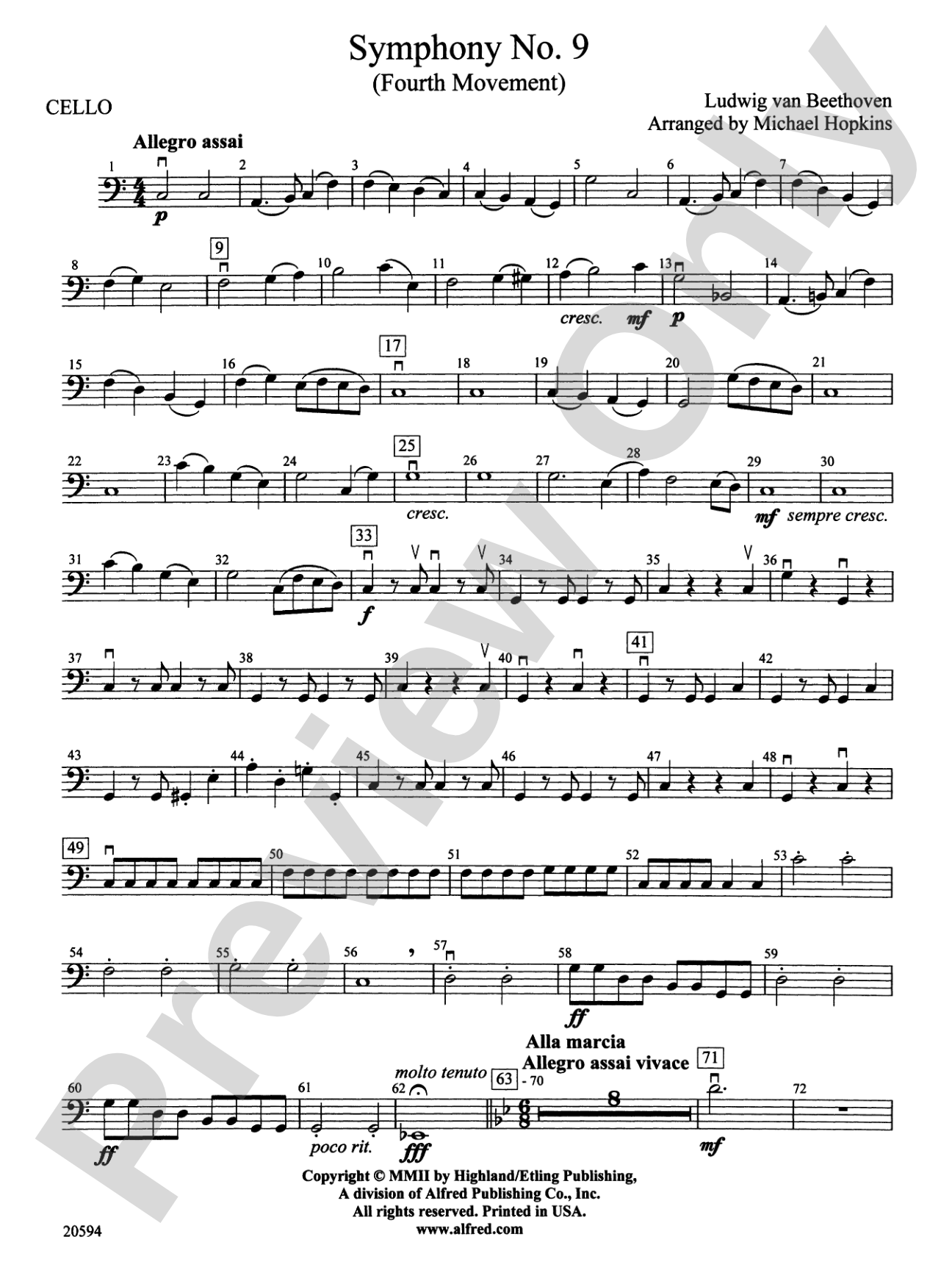 Symphony No. 9 (Fourth Movement): Cello