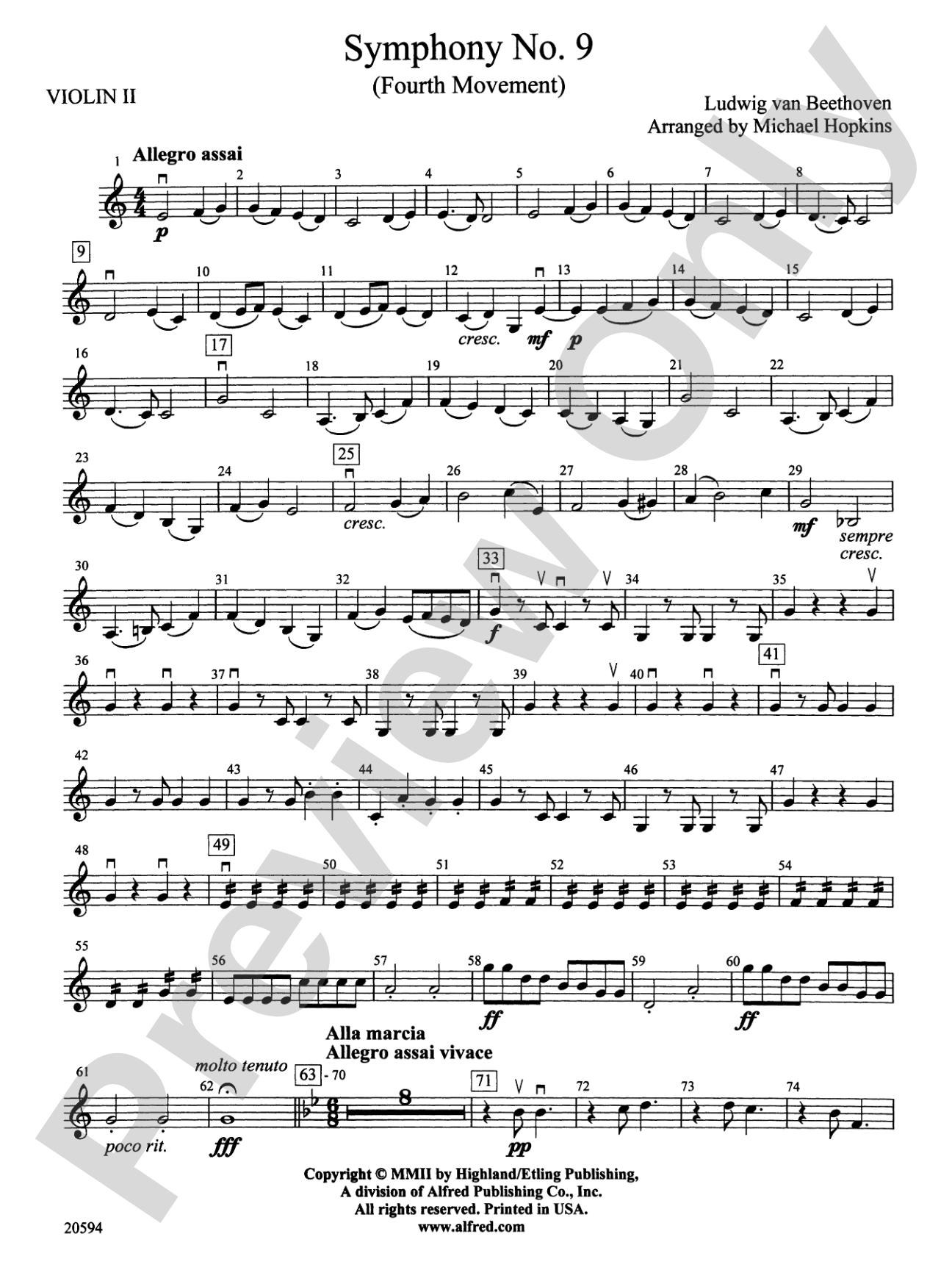 Symphony No. 9 (Fourth Movement): 2nd Violin