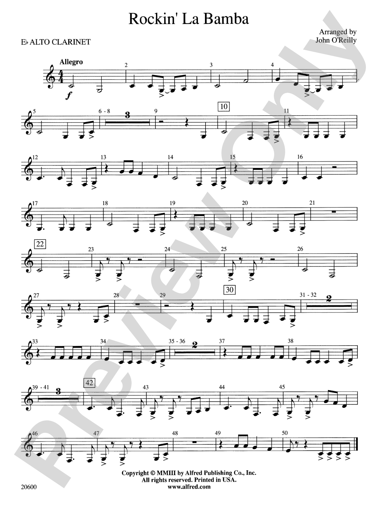 Rockin' La Bamba: E-flat Alto Clarinet