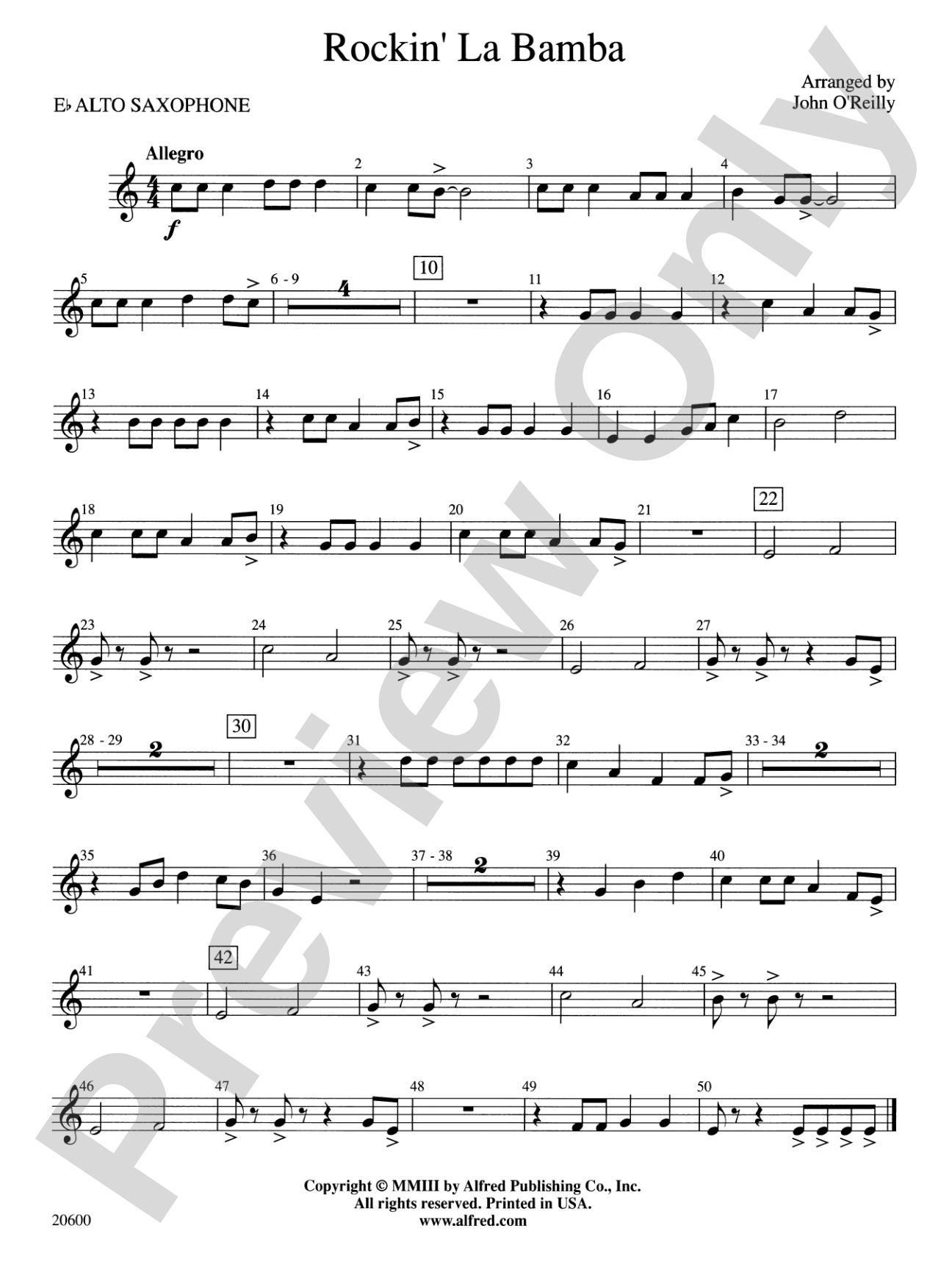 Rockin' La Bamba: E-flat Alto Saxophone