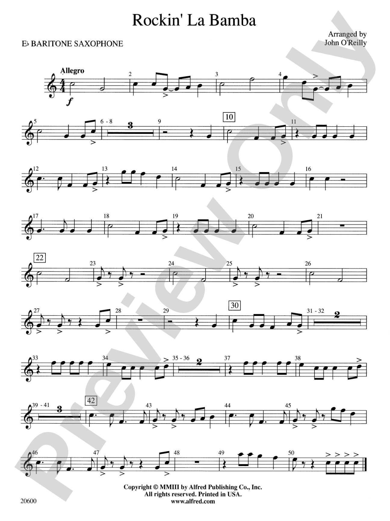 Rockin' La Bamba: E-flat Baritone Saxophone