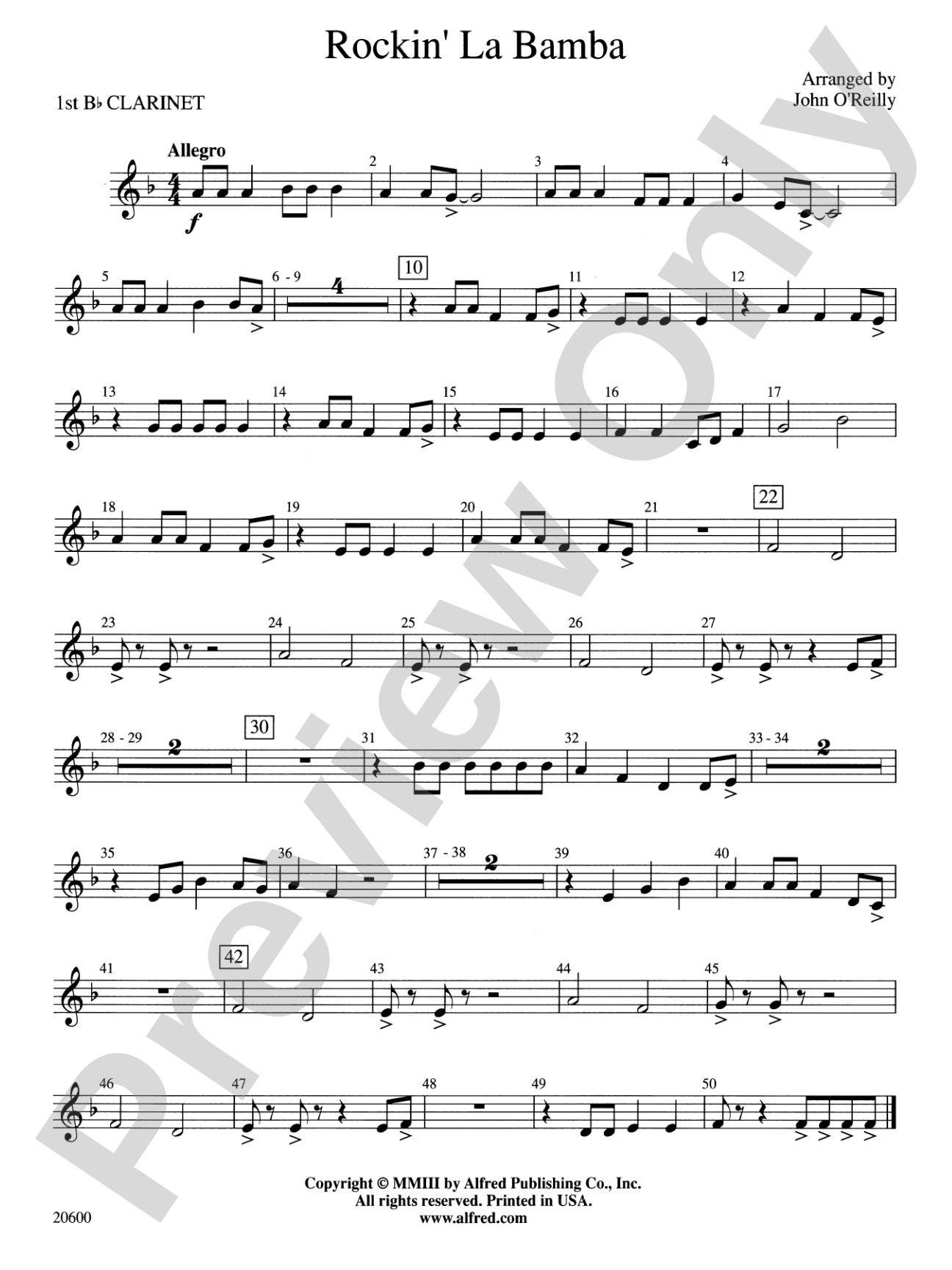 Rockin' La Bamba: 1st B-flat Clarinet