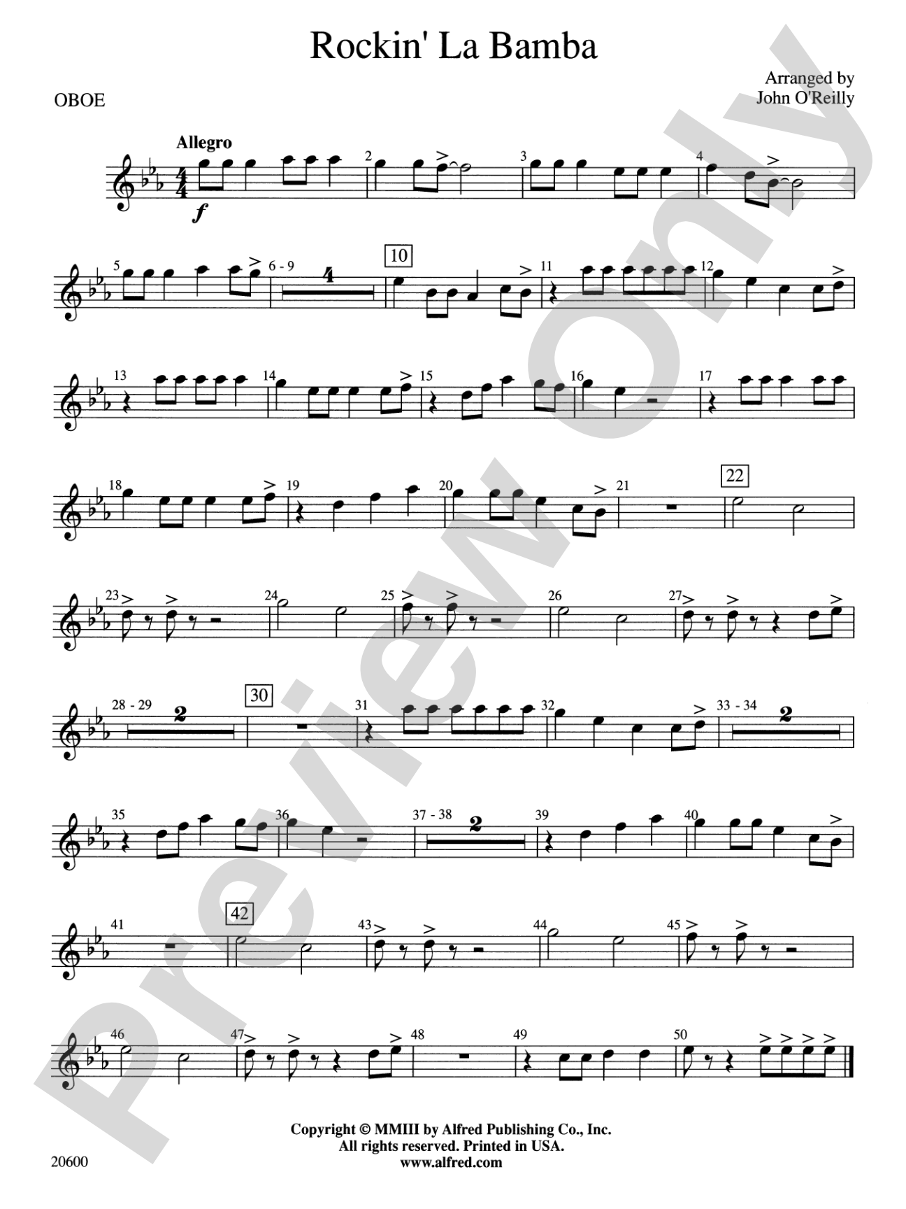 Rockin' La Bamba: Oboe