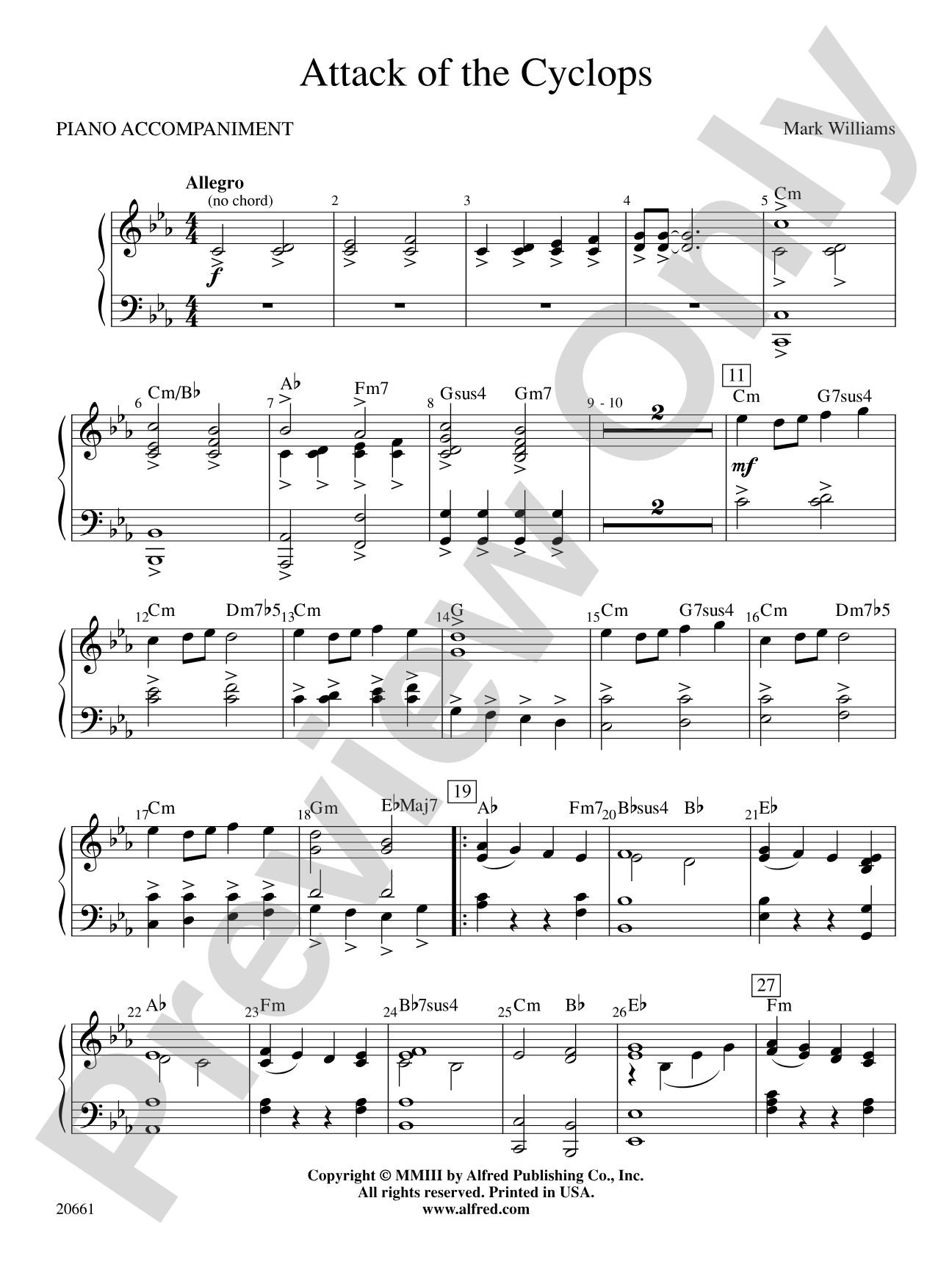 Attack of the Cyclops: Piano Accompaniment