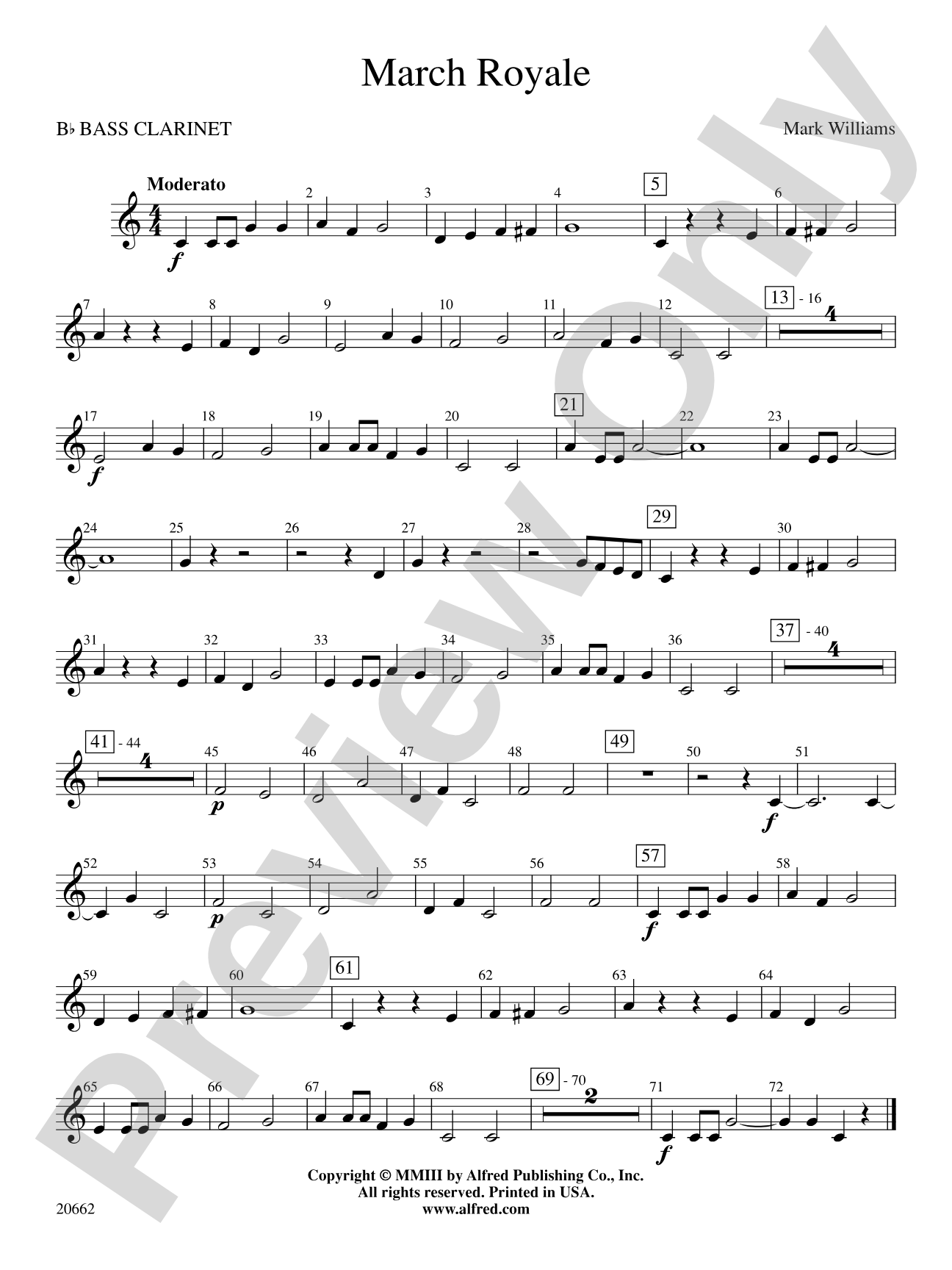 March Royale: B-flat Bass Clarinet