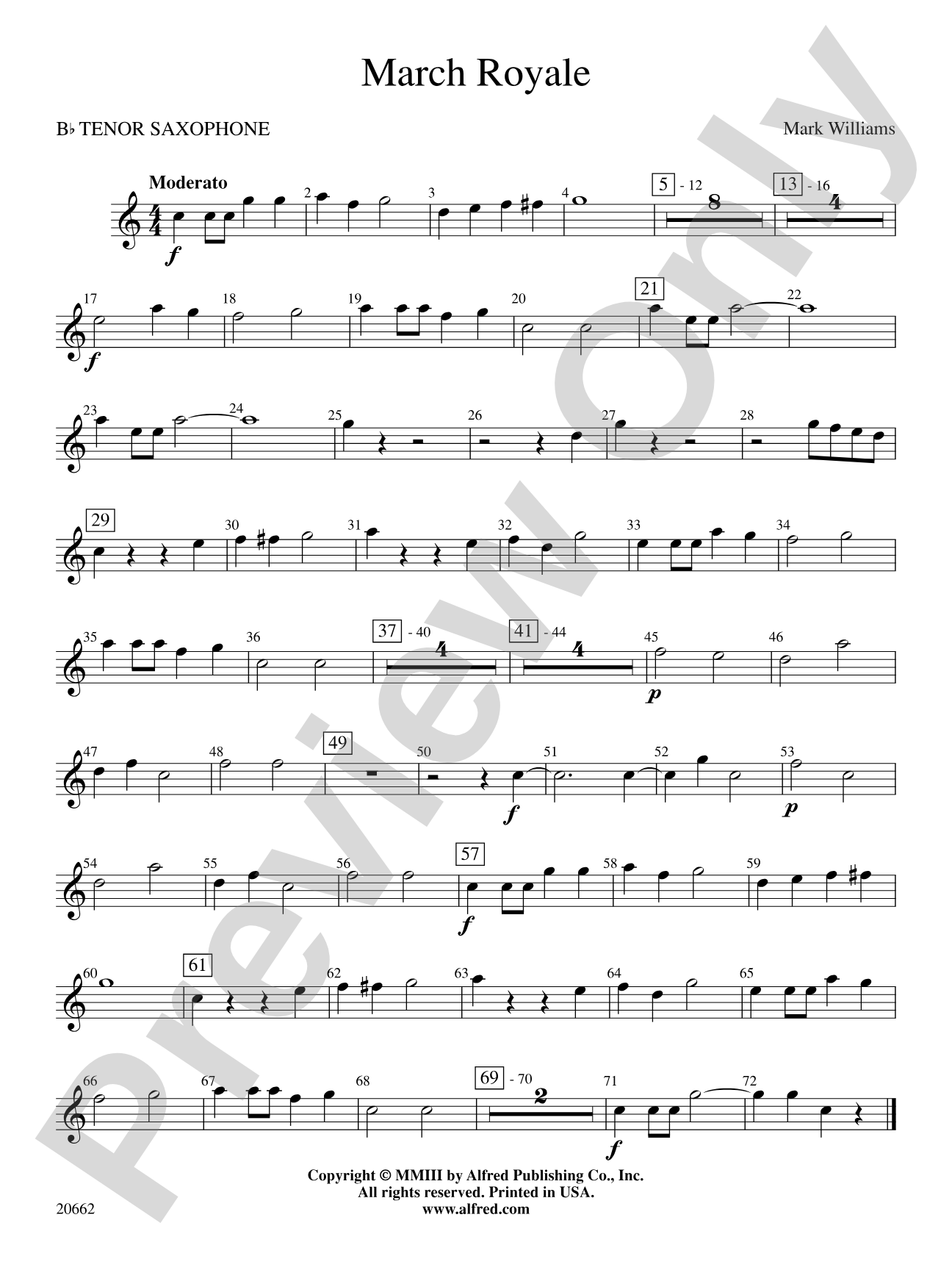 March Royale: B-flat Tenor Saxophone