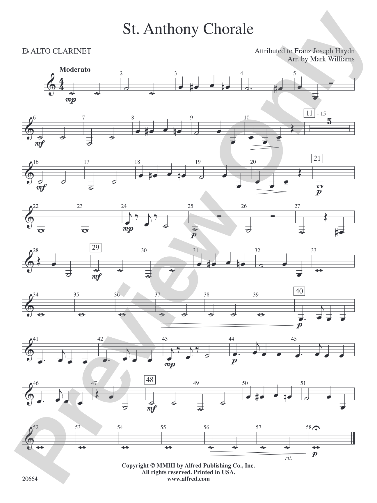 St. Anthony Chorale: E-flat Alto Clarinet