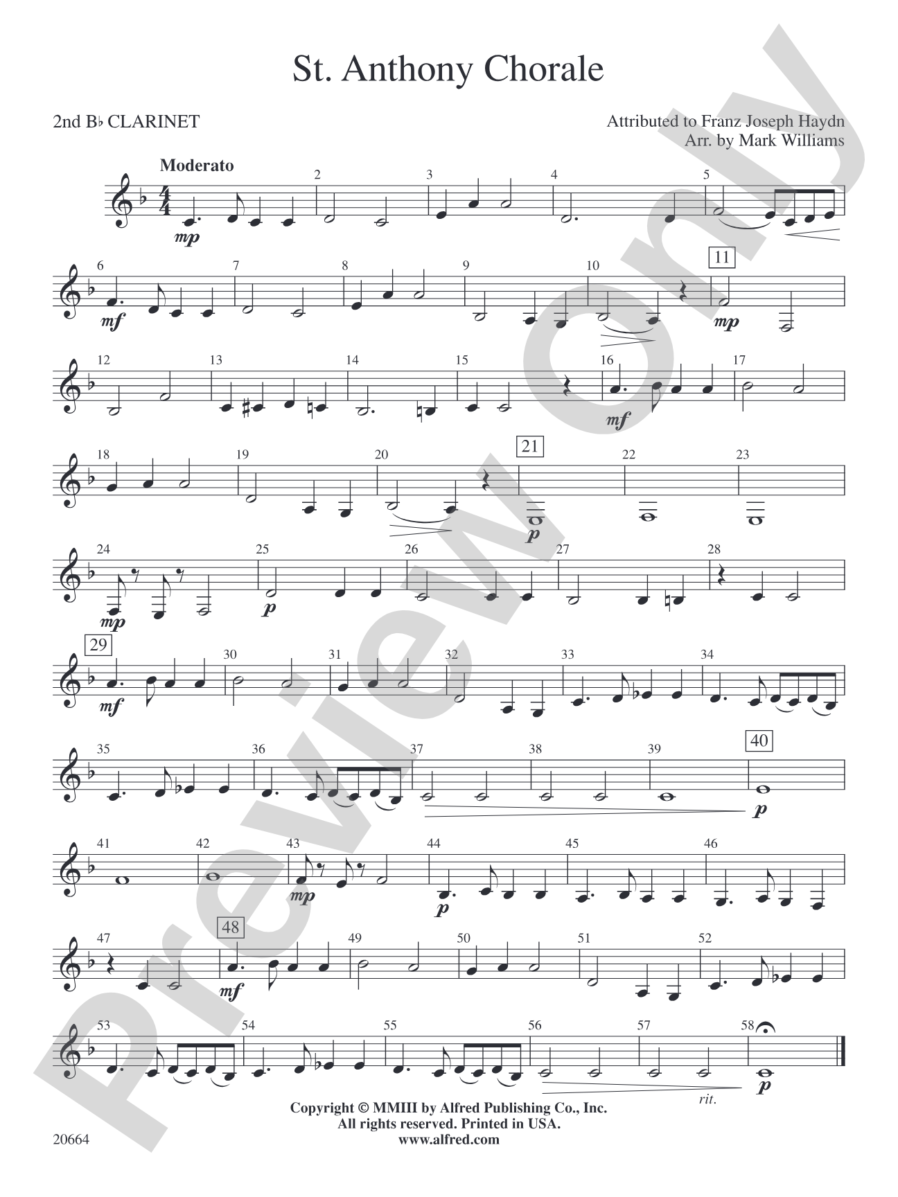 St. Anthony Chorale: 2nd B-flat Clarinet