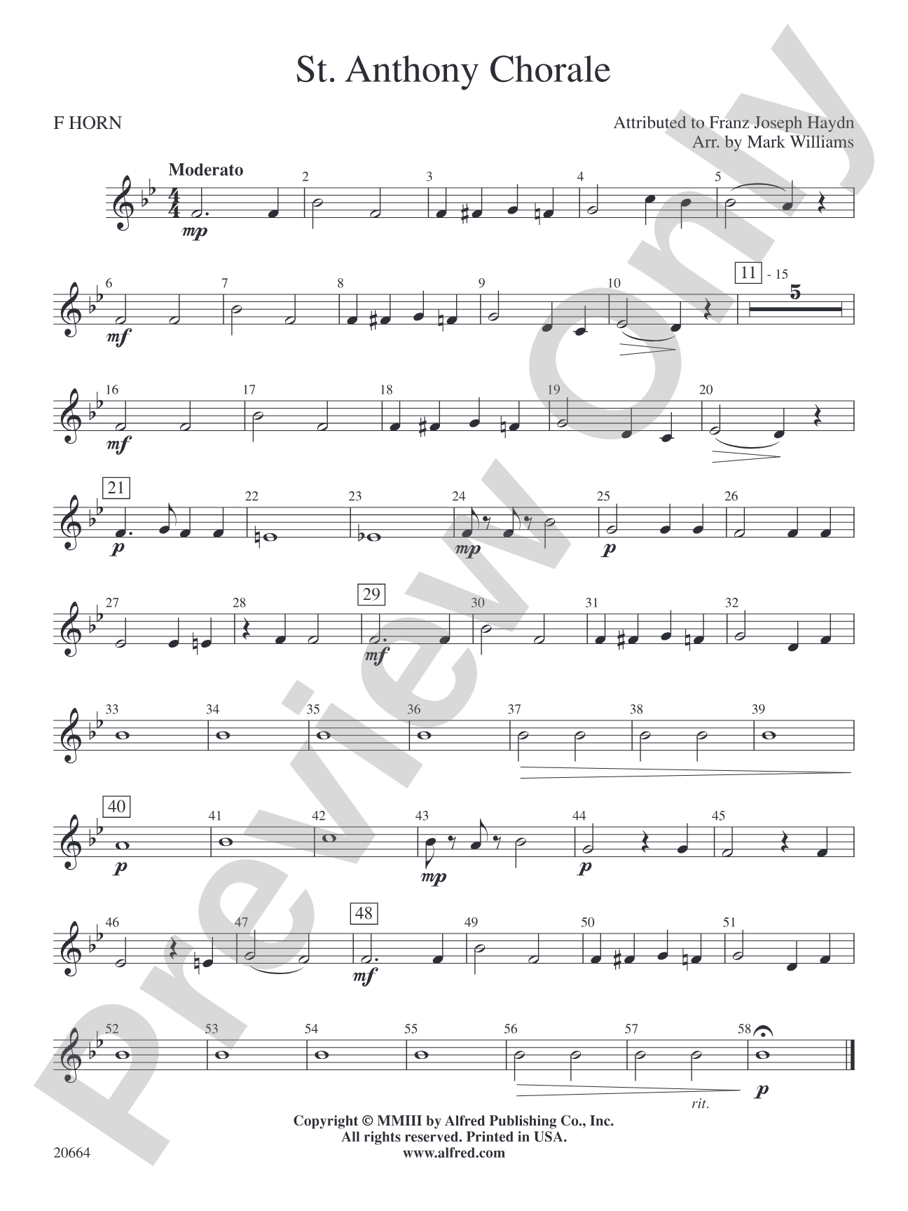 St. Anthony Chorale: 1st F Horn
