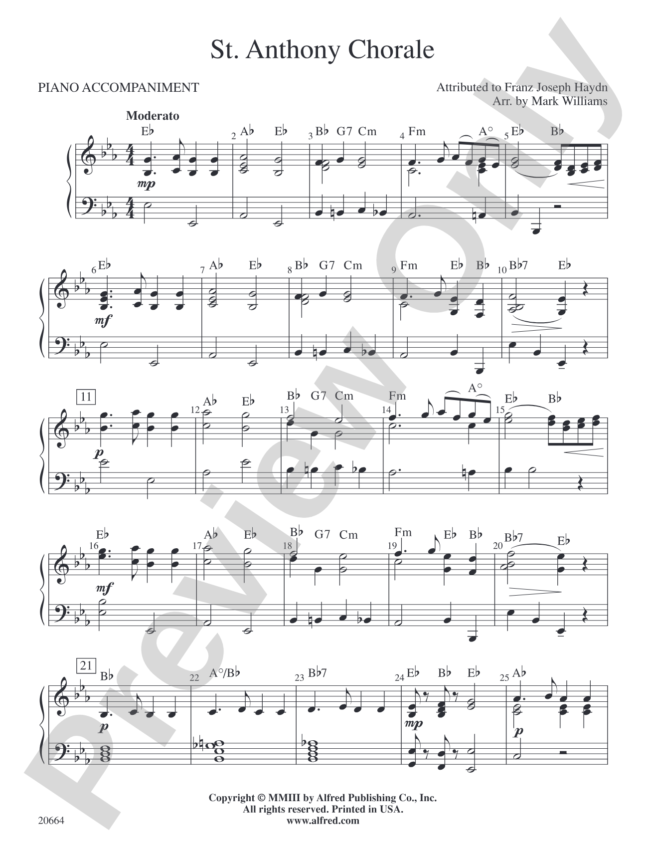 St. Anthony Chorale: Piano Accompaniment