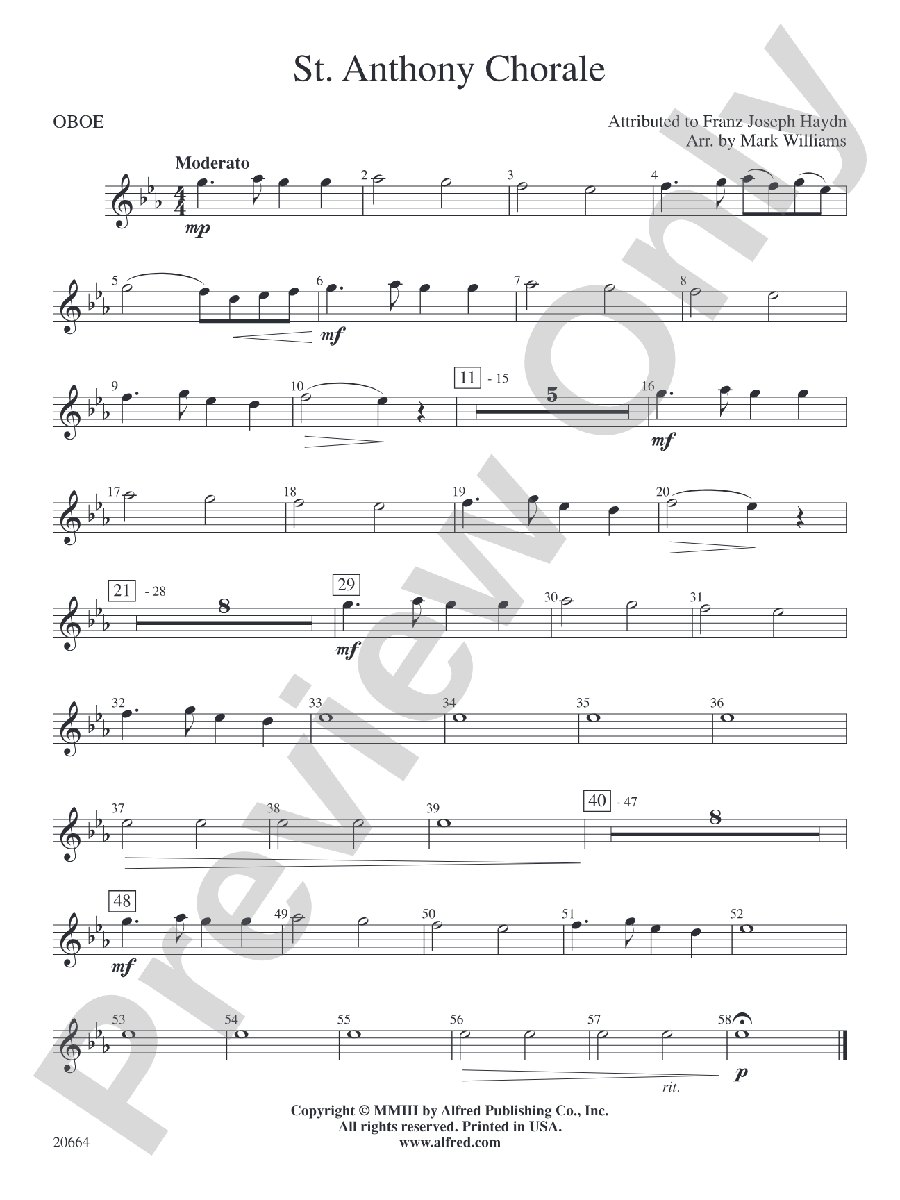 St. Anthony Chorale: Oboe