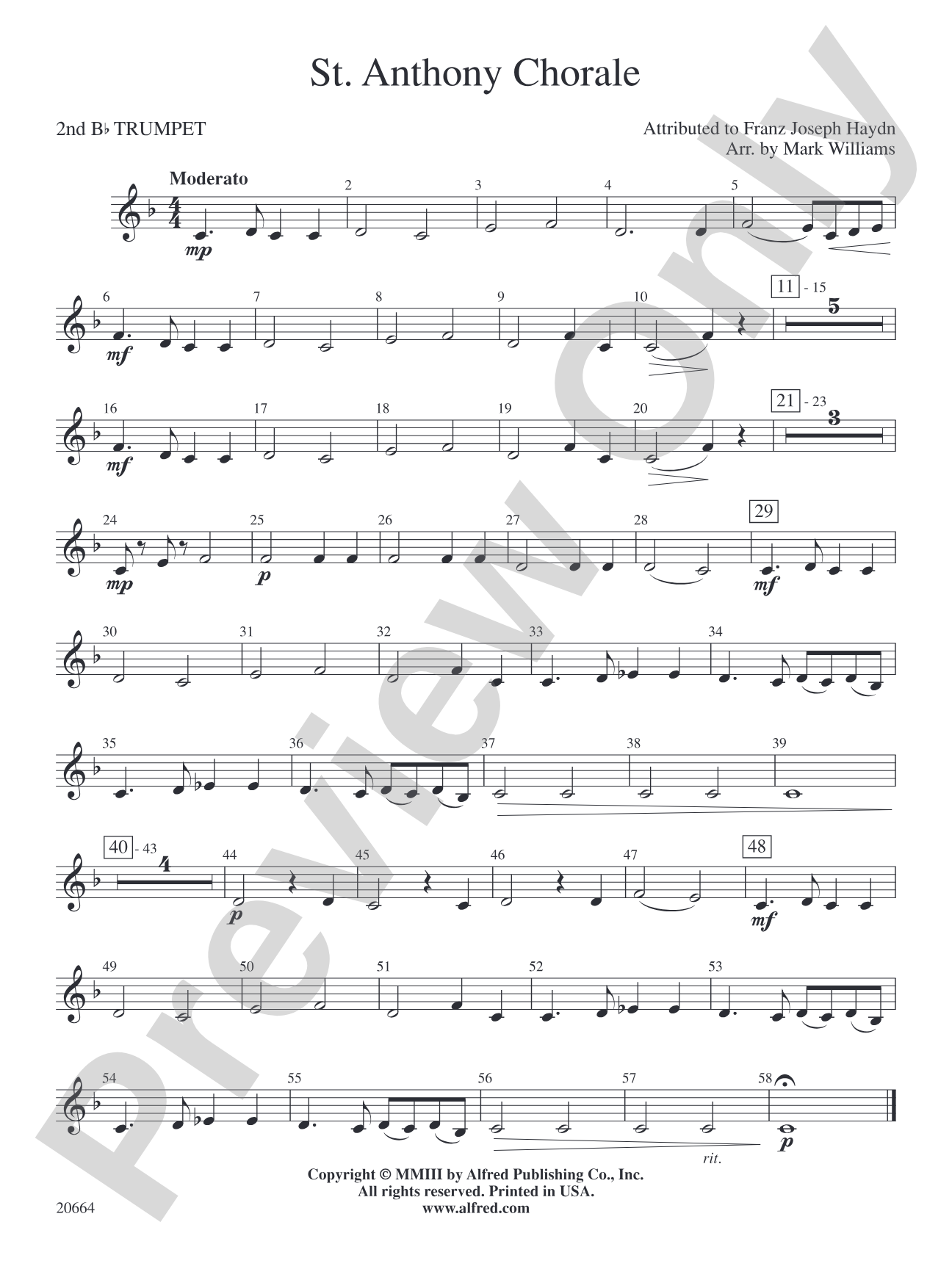 St. Anthony Chorale: 2nd B-flat Trumpet