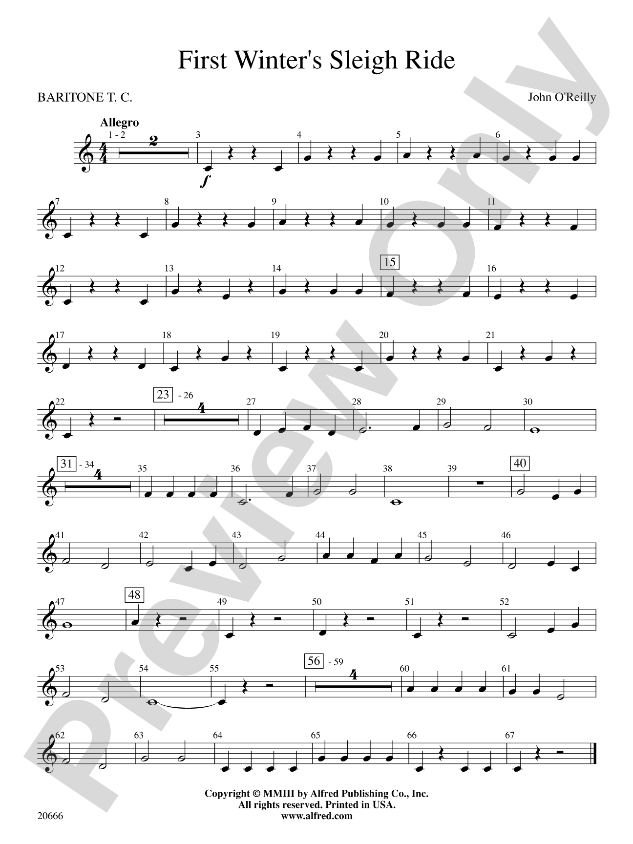 First Winter's Sleigh Ride: Baritone T.C.