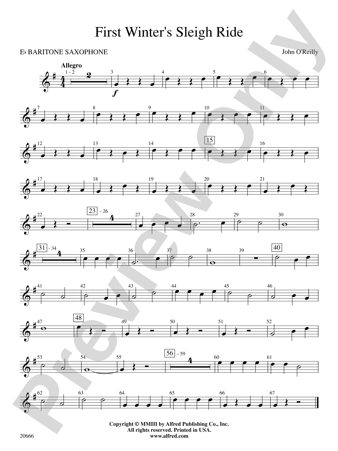 First Winter's Sleigh Ride: E-flat Baritone Saxophone