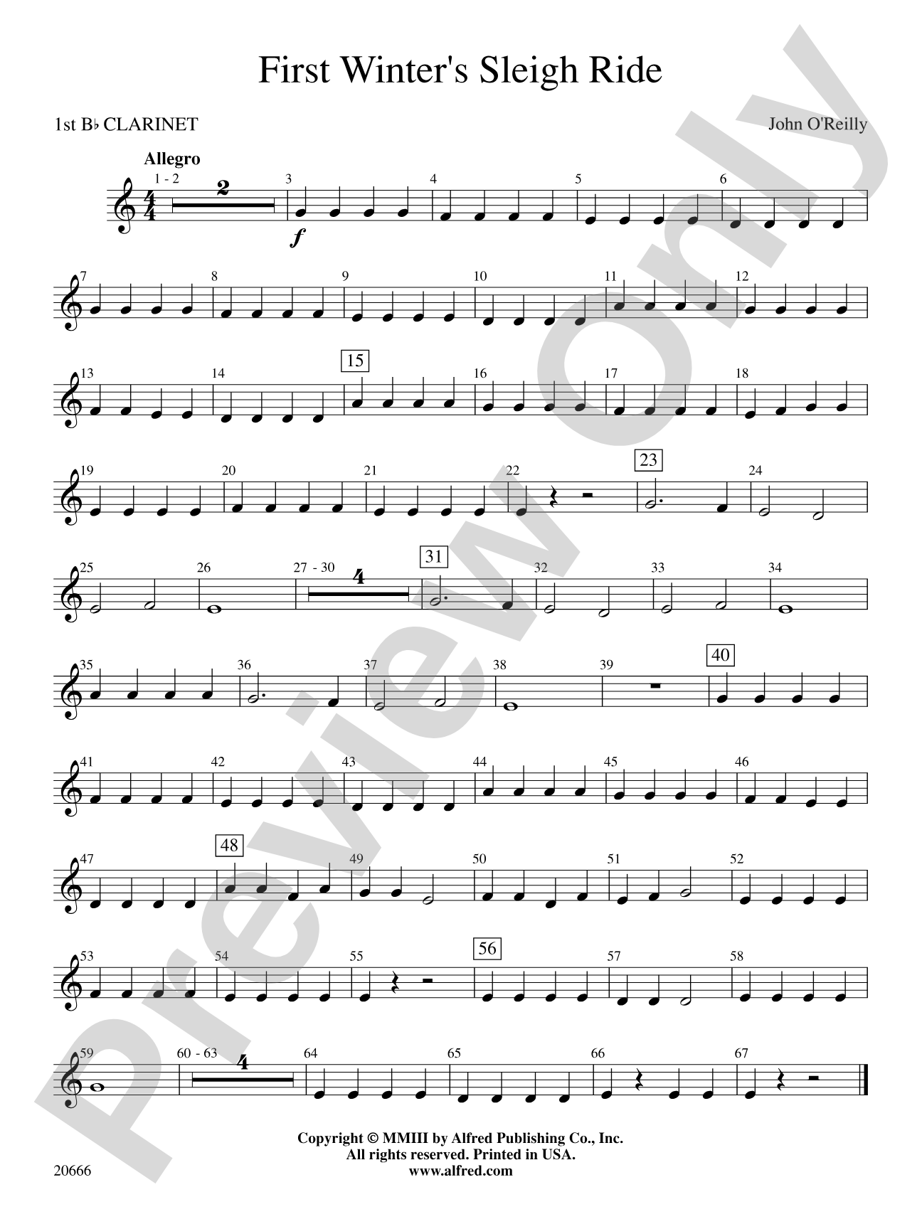 First Winter's Sleigh Ride: 1st B-flat Clarinet