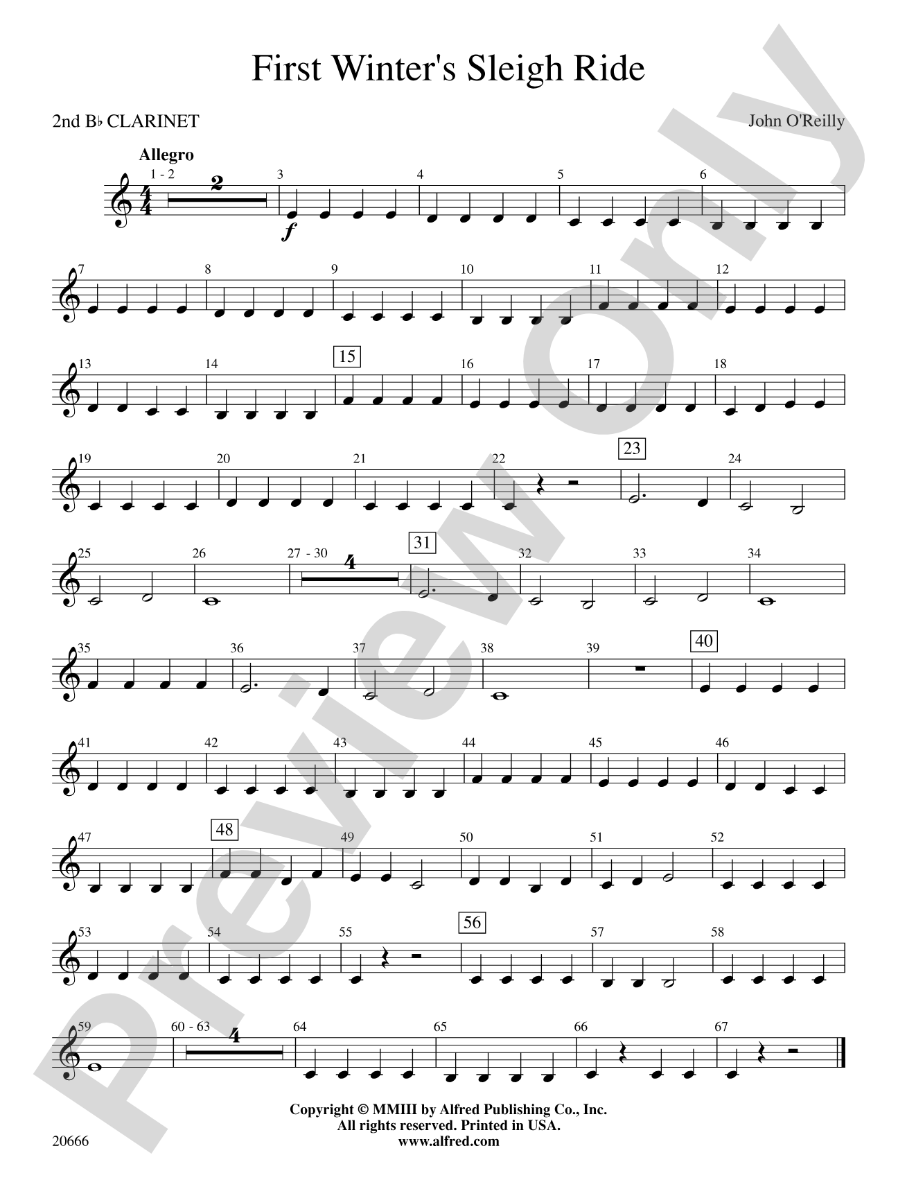 First Winter's Sleigh Ride: 2nd B-flat Clarinet
