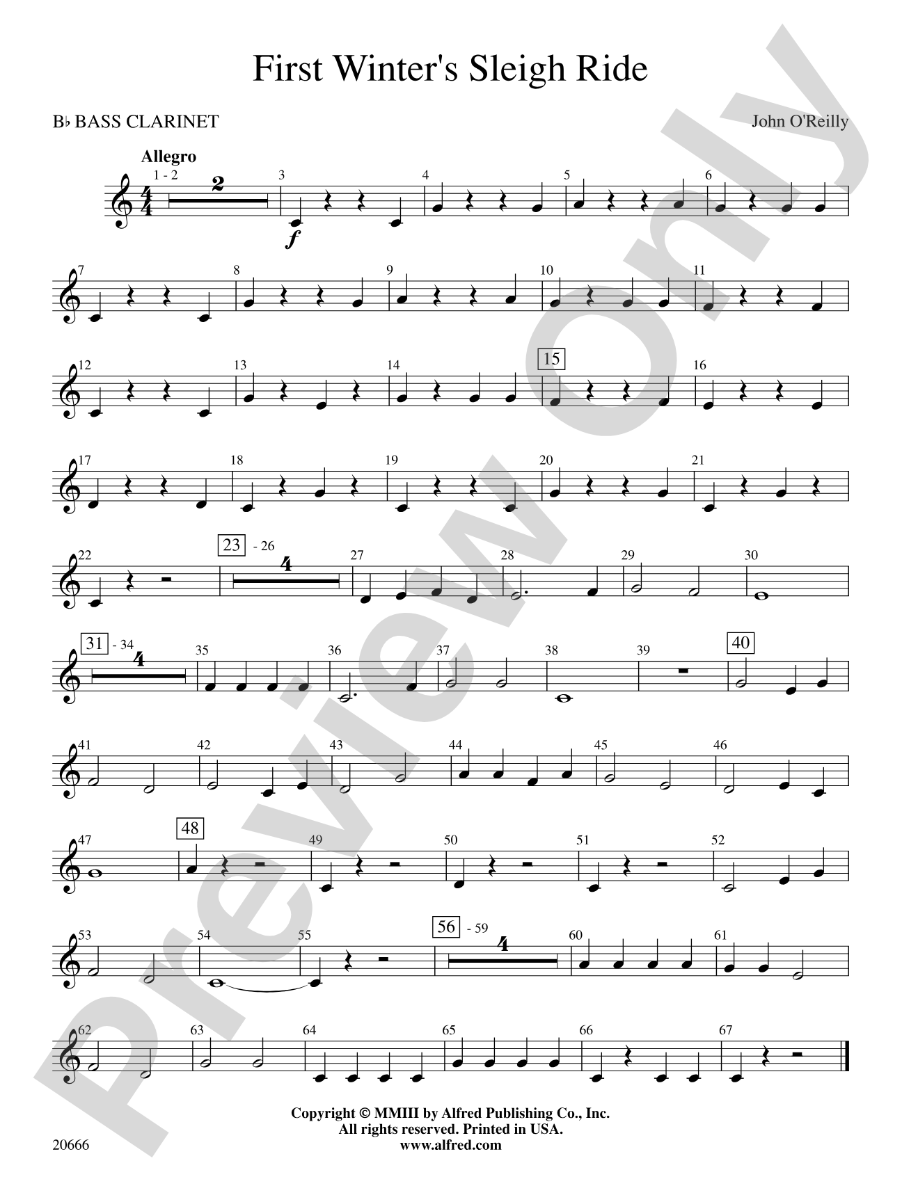 First Winter's Sleigh Ride: B-flat Bass Clarinet