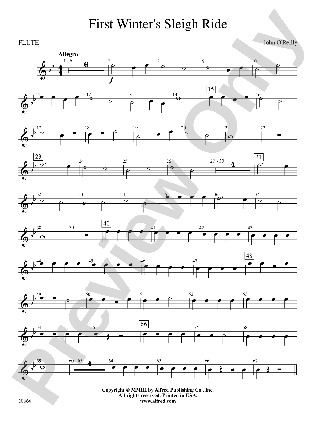 First Winter's Sleigh Ride: Flute