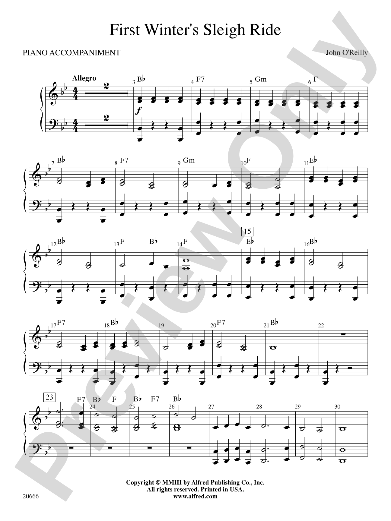 First Winter's Sleigh Ride: Piano Accompaniment