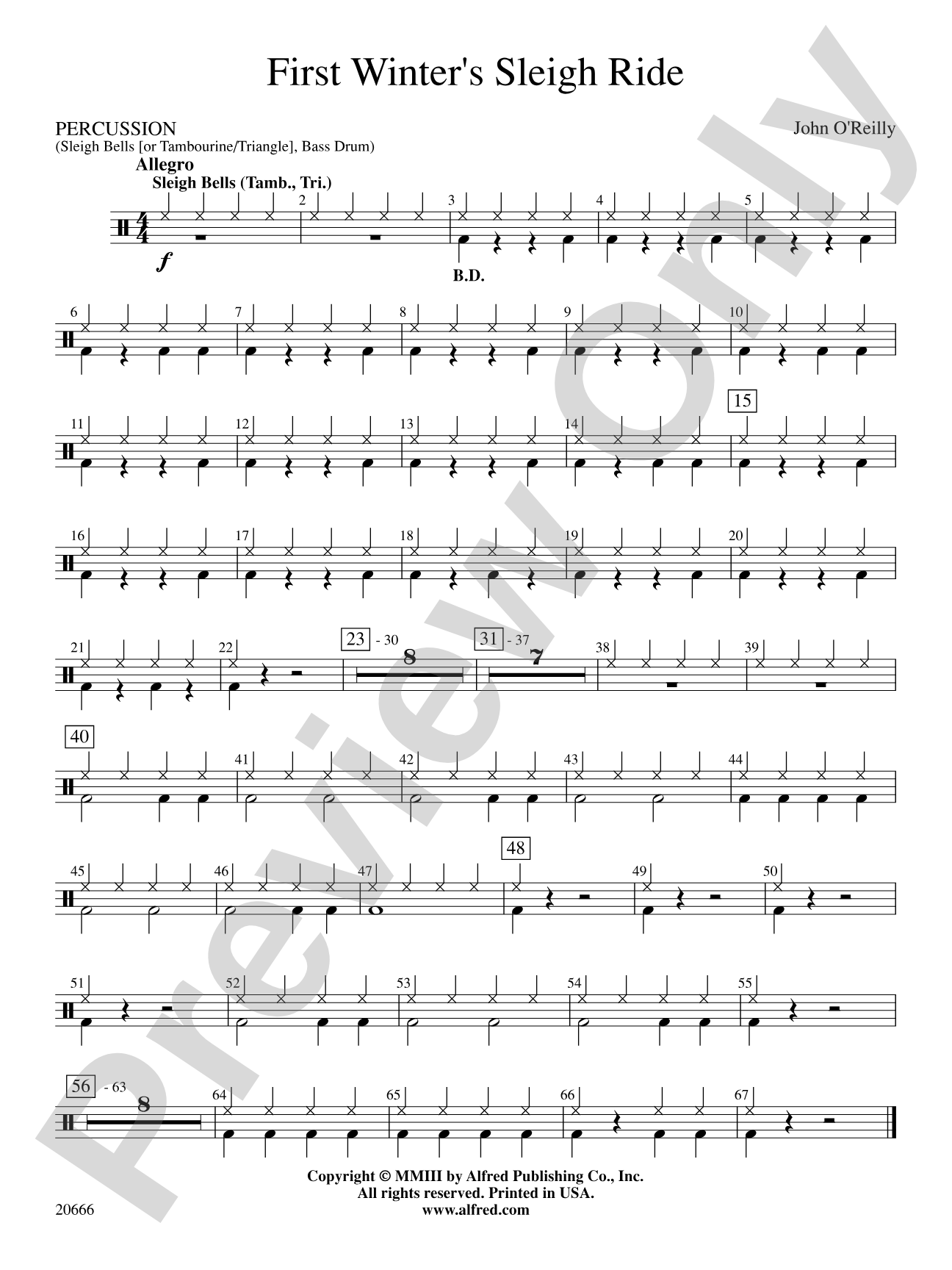 First Winter's Sleigh Ride: 1st Percussion