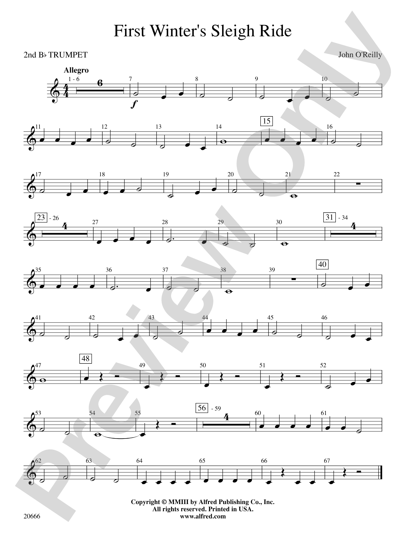 First Winter's Sleigh Ride: 2nd B-flat Trumpet