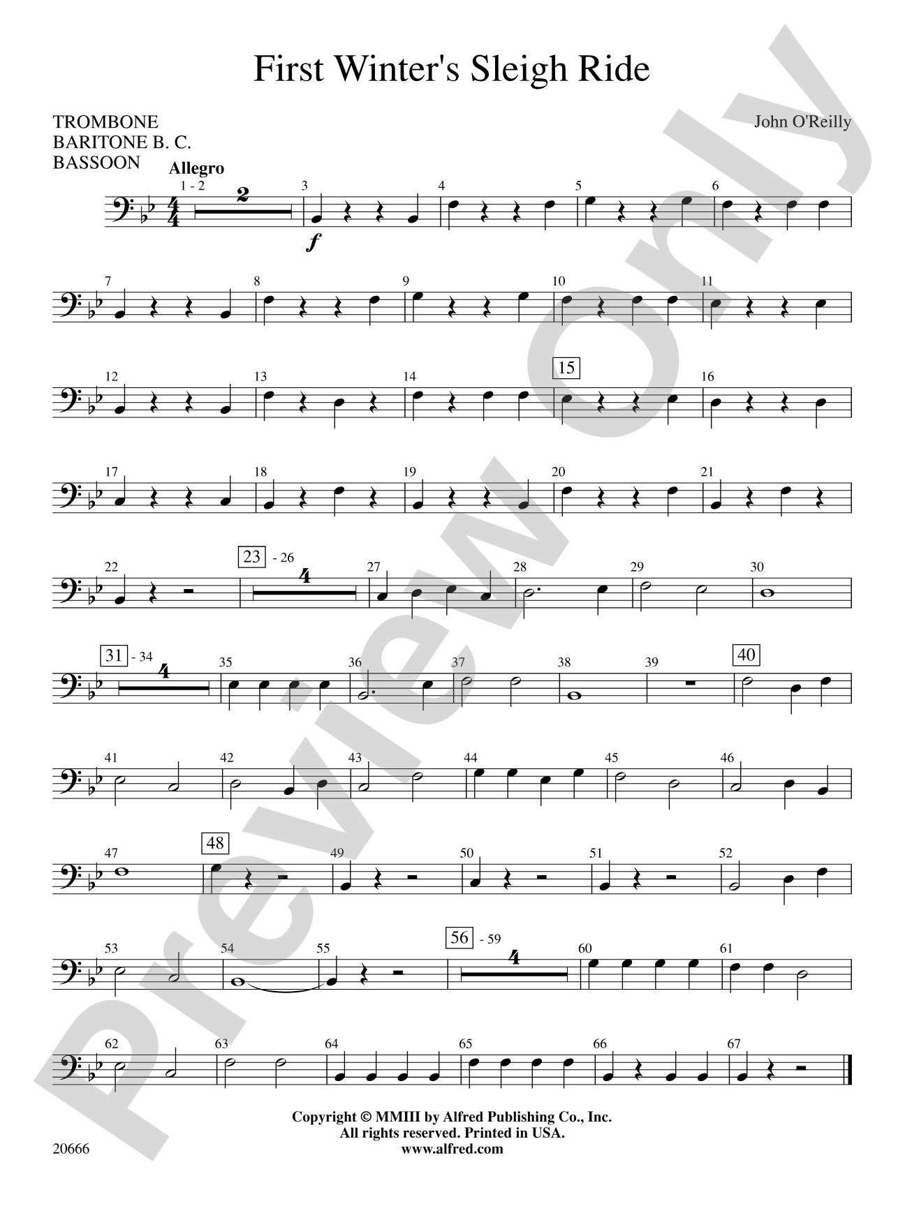 First Winter's Sleigh Ride: 1st Trombone
