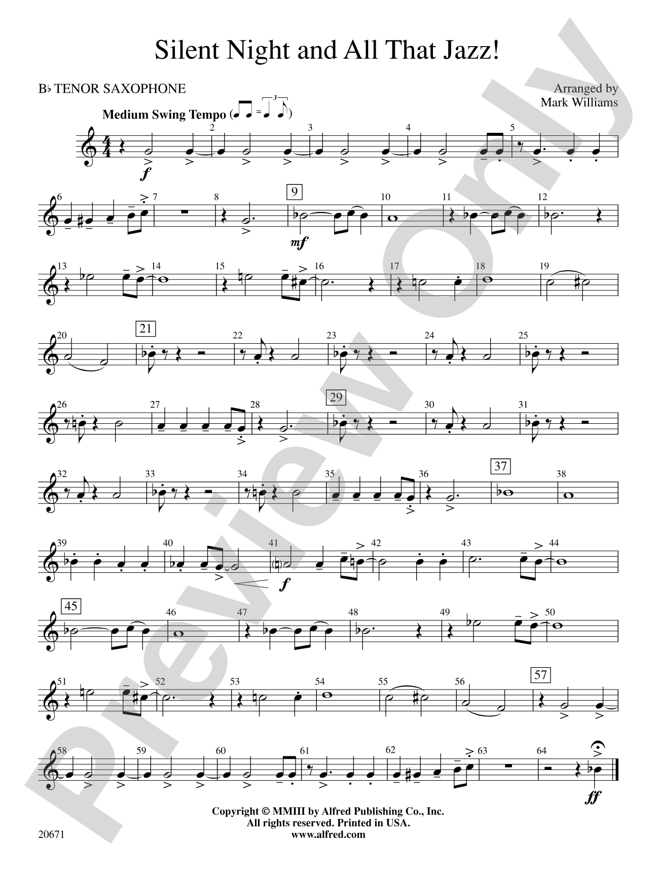 Silent Night & All That Jazz!: B-flat Tenor Saxophone