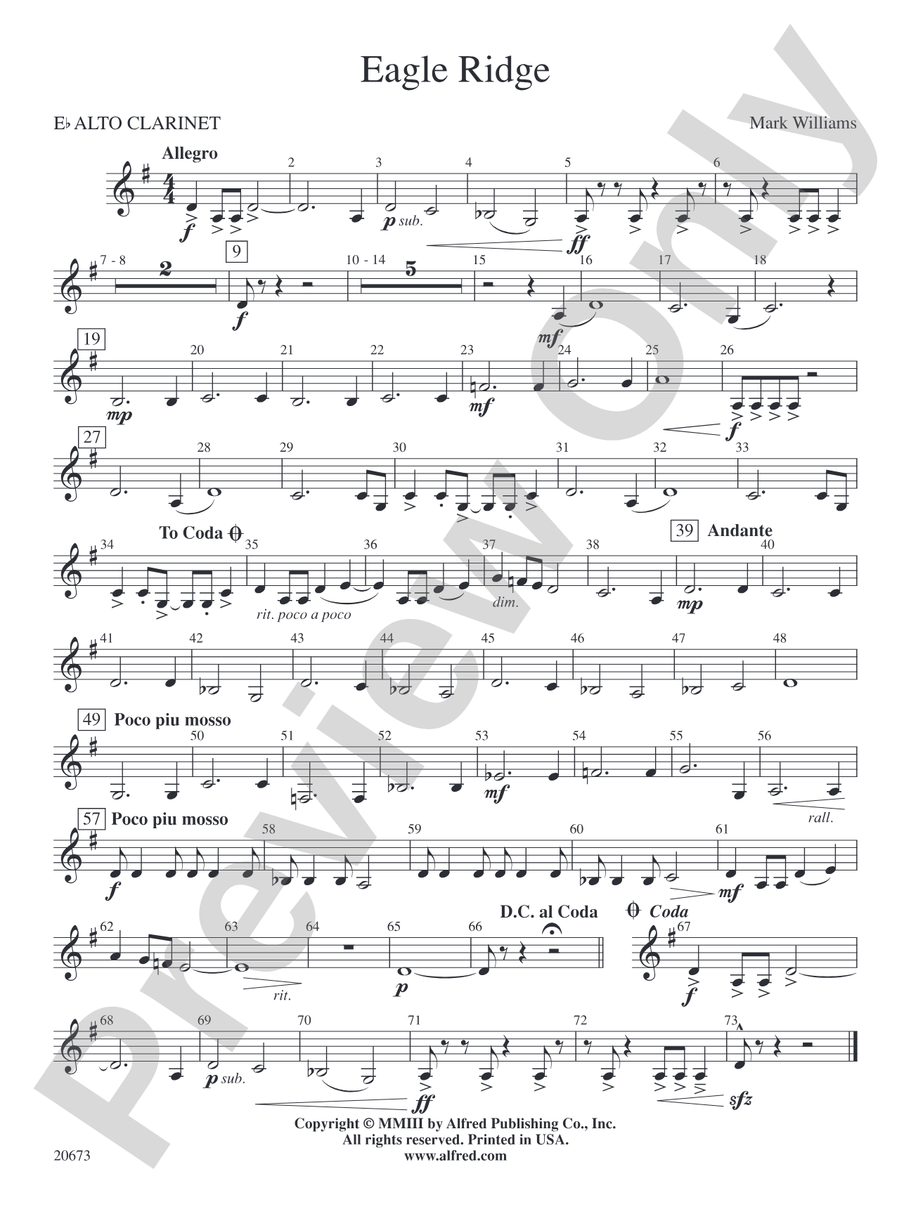 Eagle Ridge: E-flat Alto Clarinet
