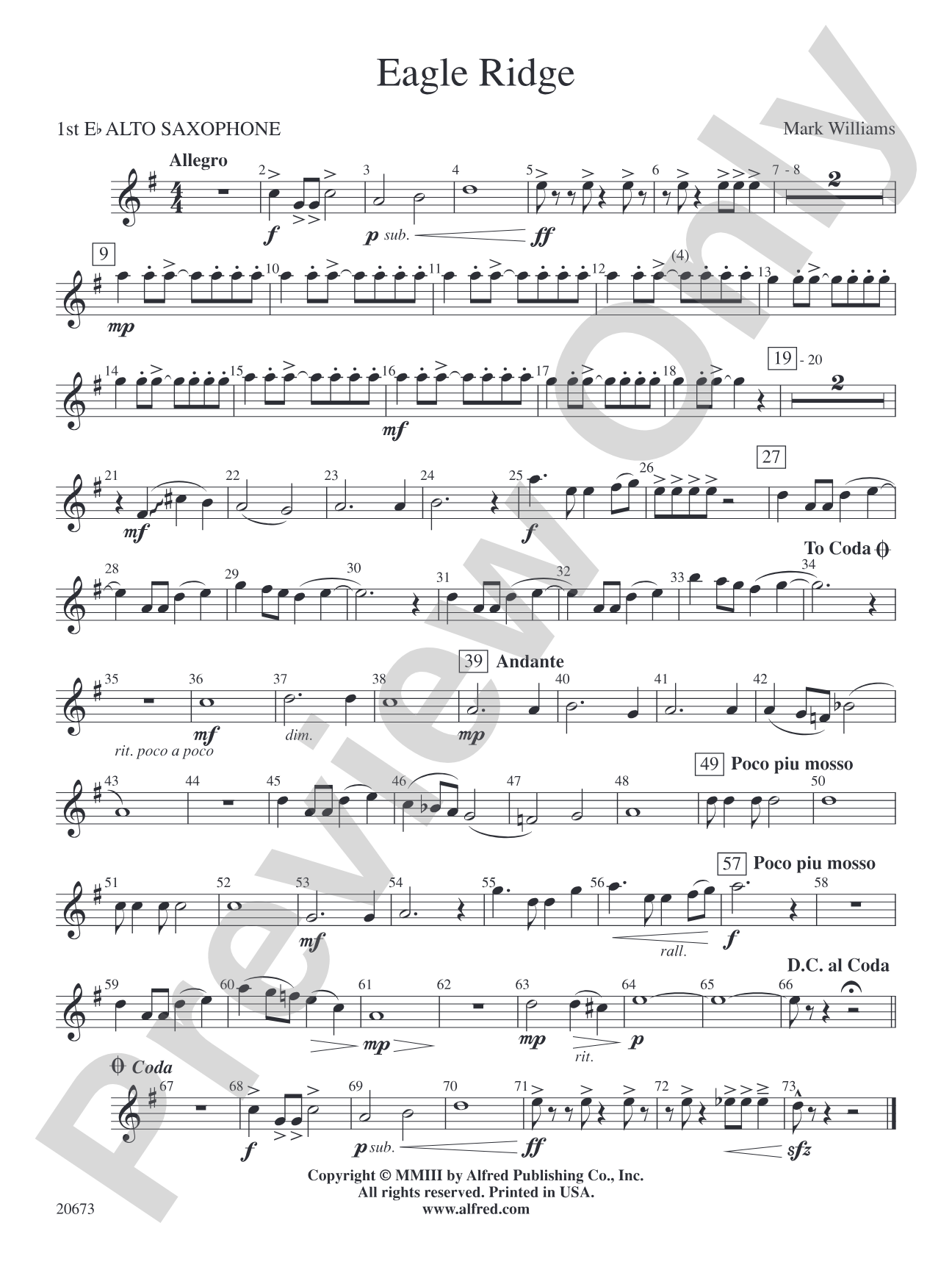 Eagle Ridge: E-flat Alto Saxophone