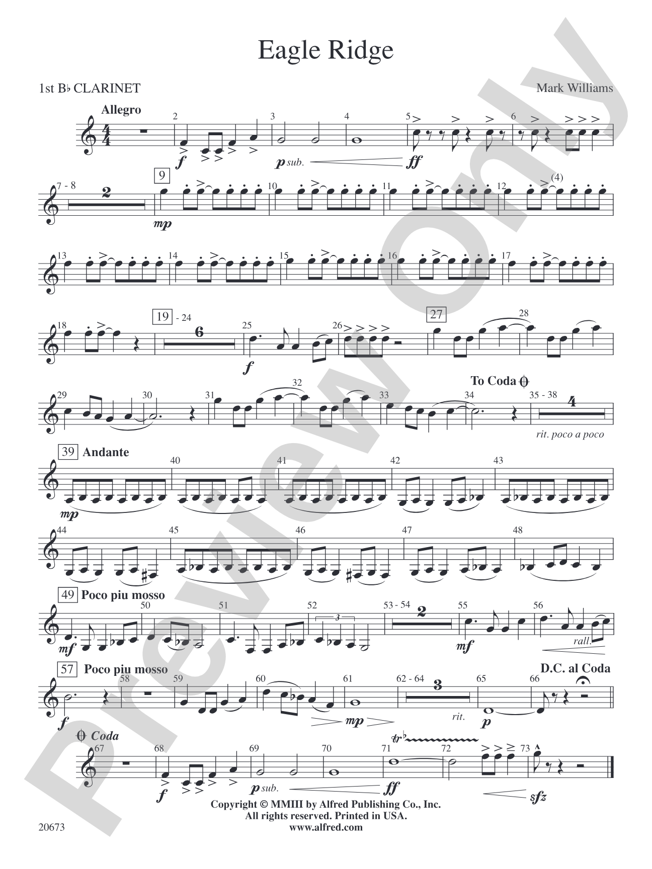 Eagle Ridge: 1st B-flat Clarinet