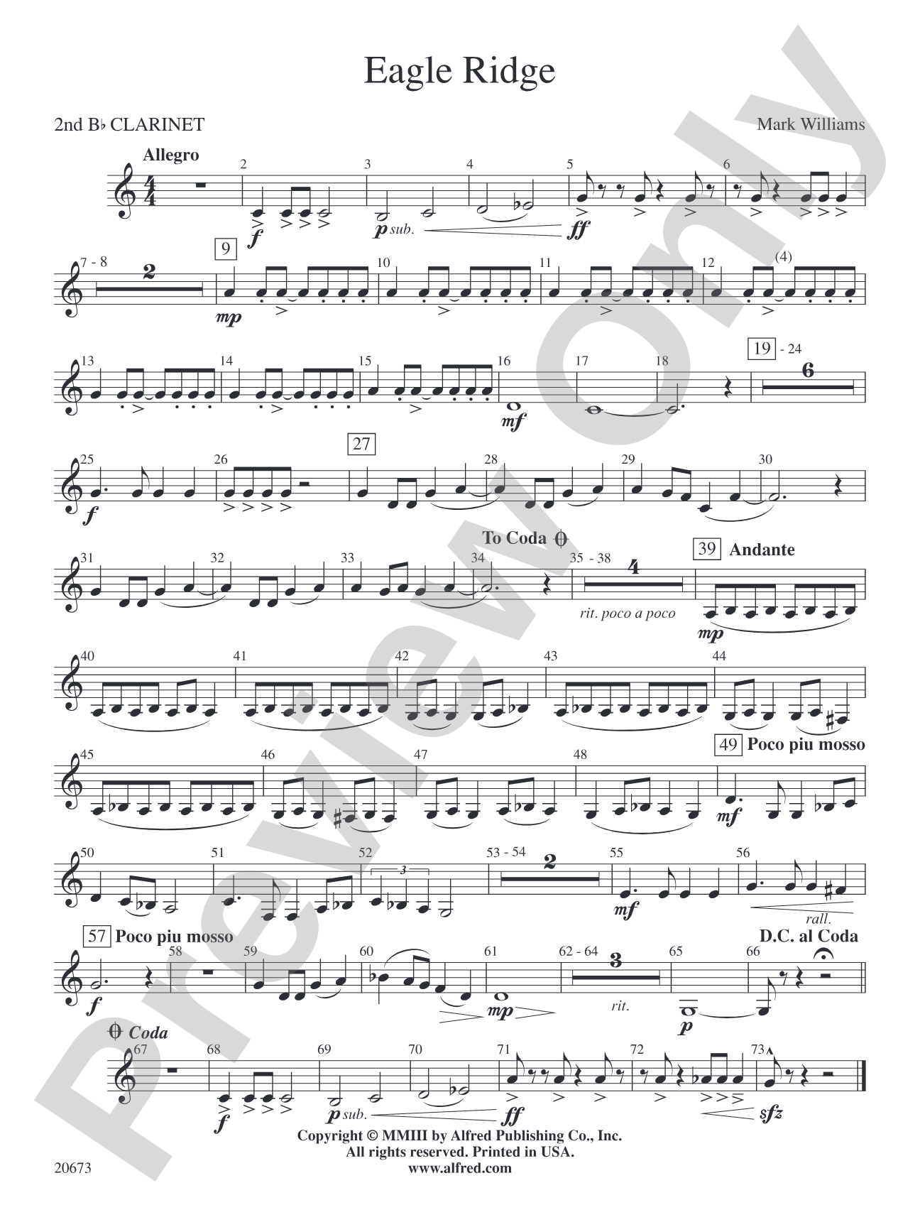 Eagle Ridge: 2nd B-flat Clarinet