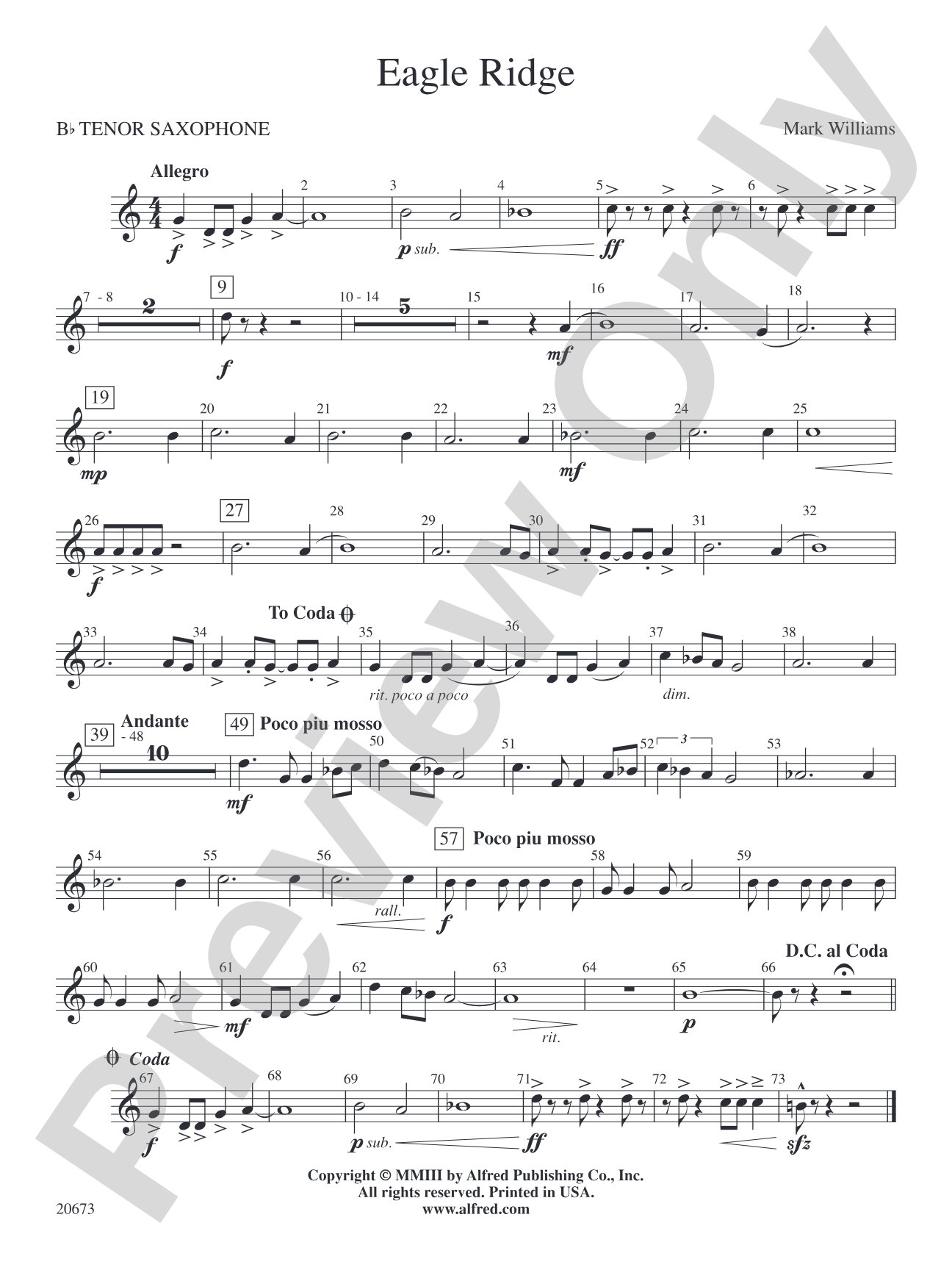 Eagle Ridge: B-flat Tenor Saxophone