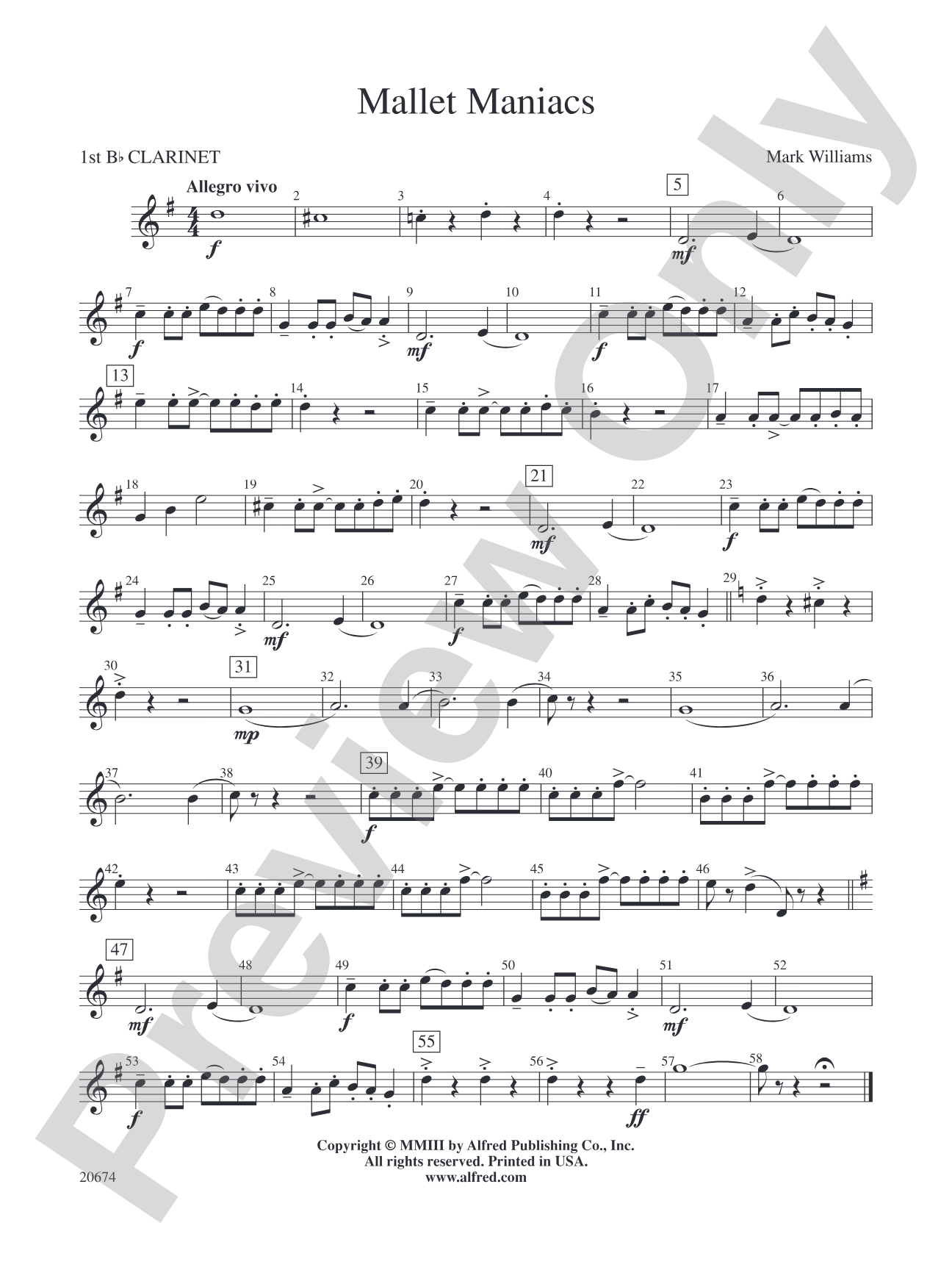 Mallet Maniacs: 1st B-flat Clarinet
