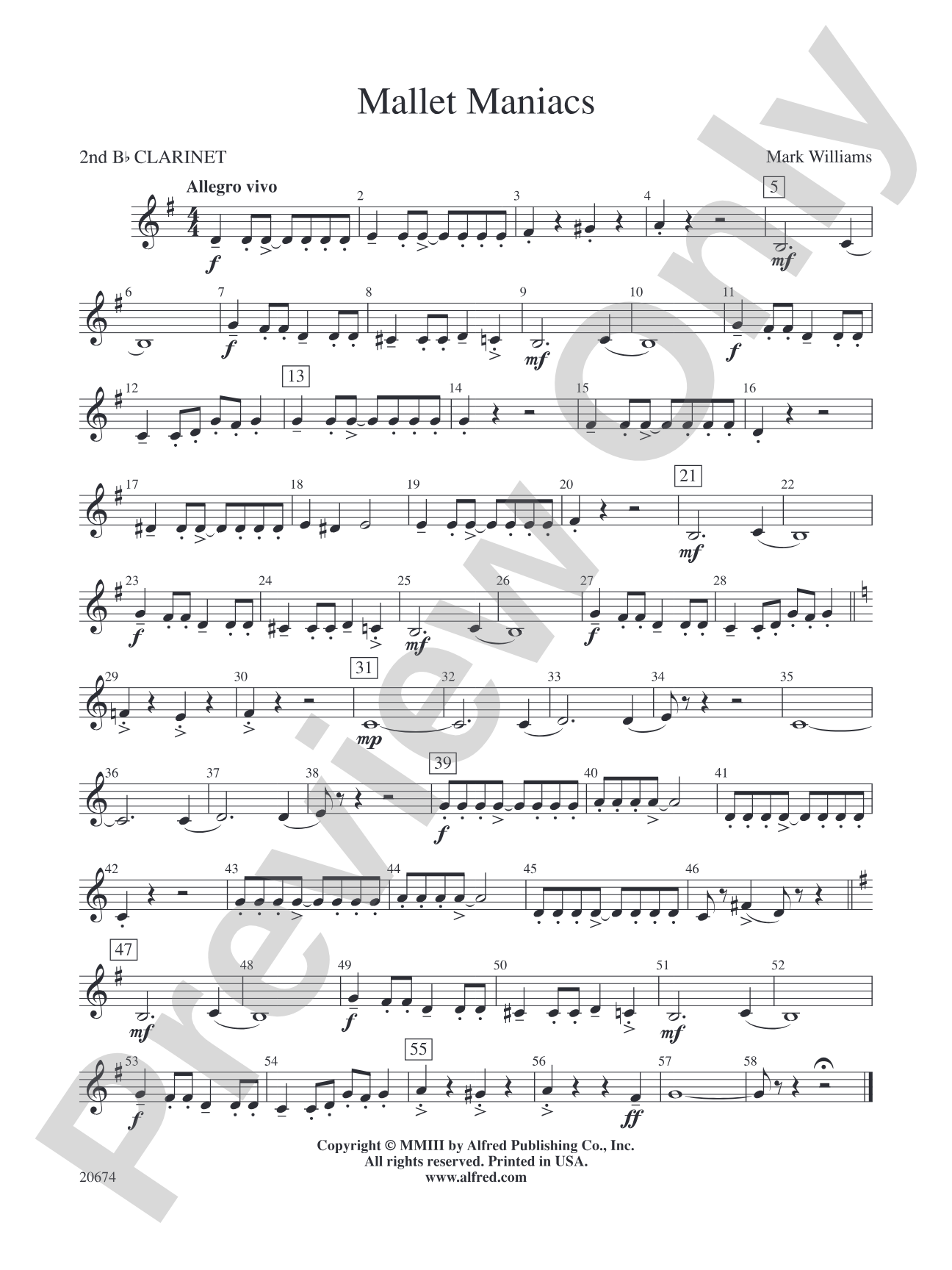 Mallet Maniacs: 2nd B-flat Clarinet
