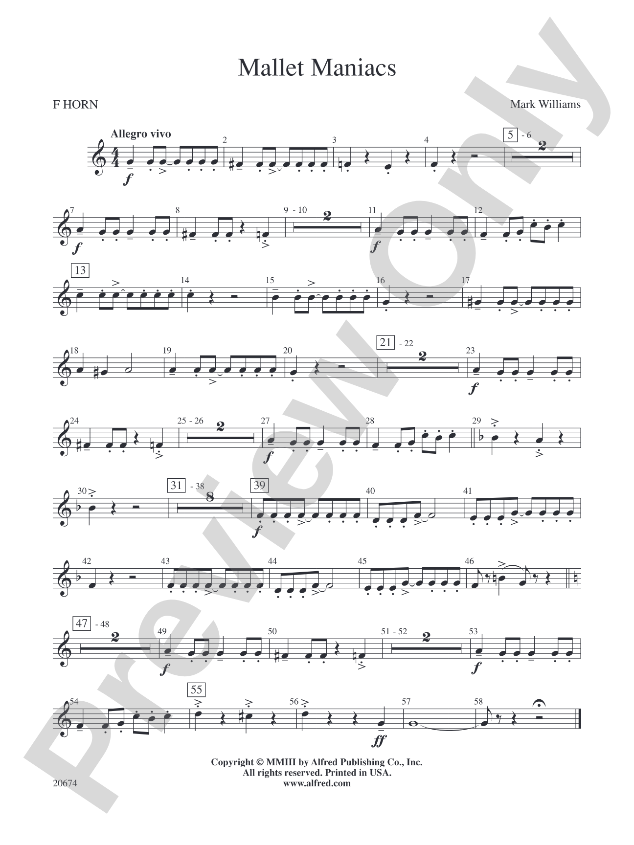 Mallet Maniacs: 1st F Horn