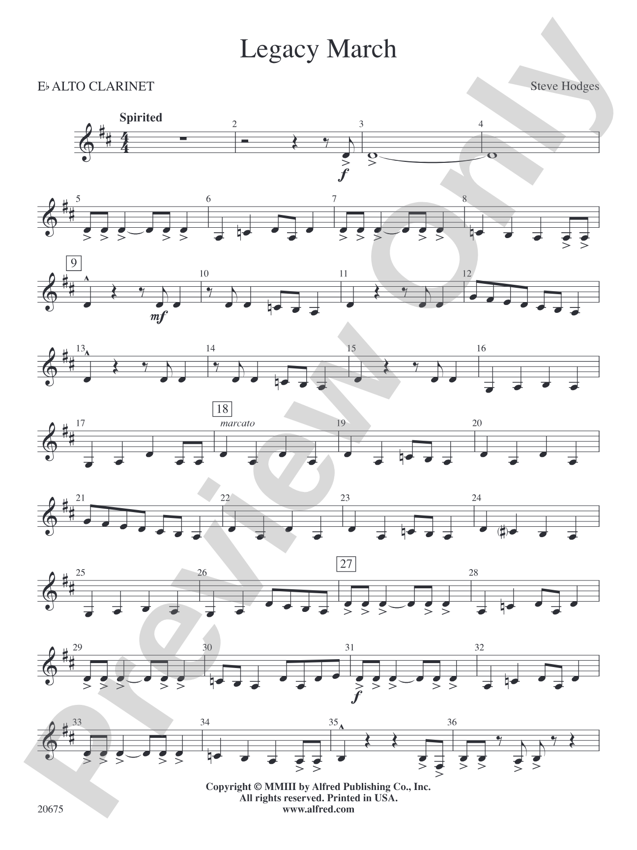 Legacy March: E-flat Alto Clarinet