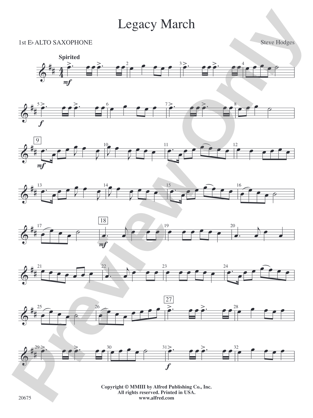 Legacy March: E-flat Alto Saxophone