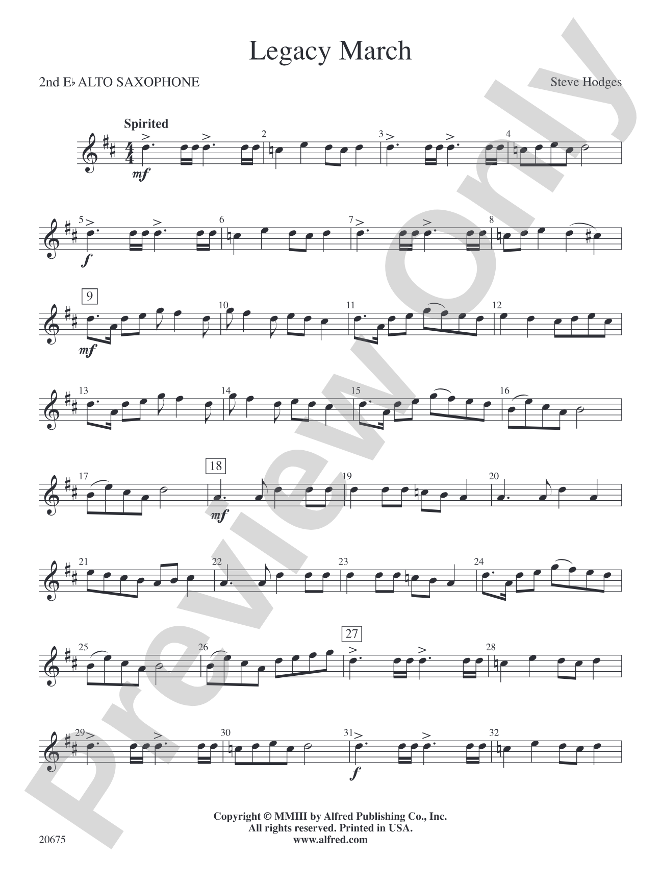Legacy March: 2nd E-flat Alto Saxophone
