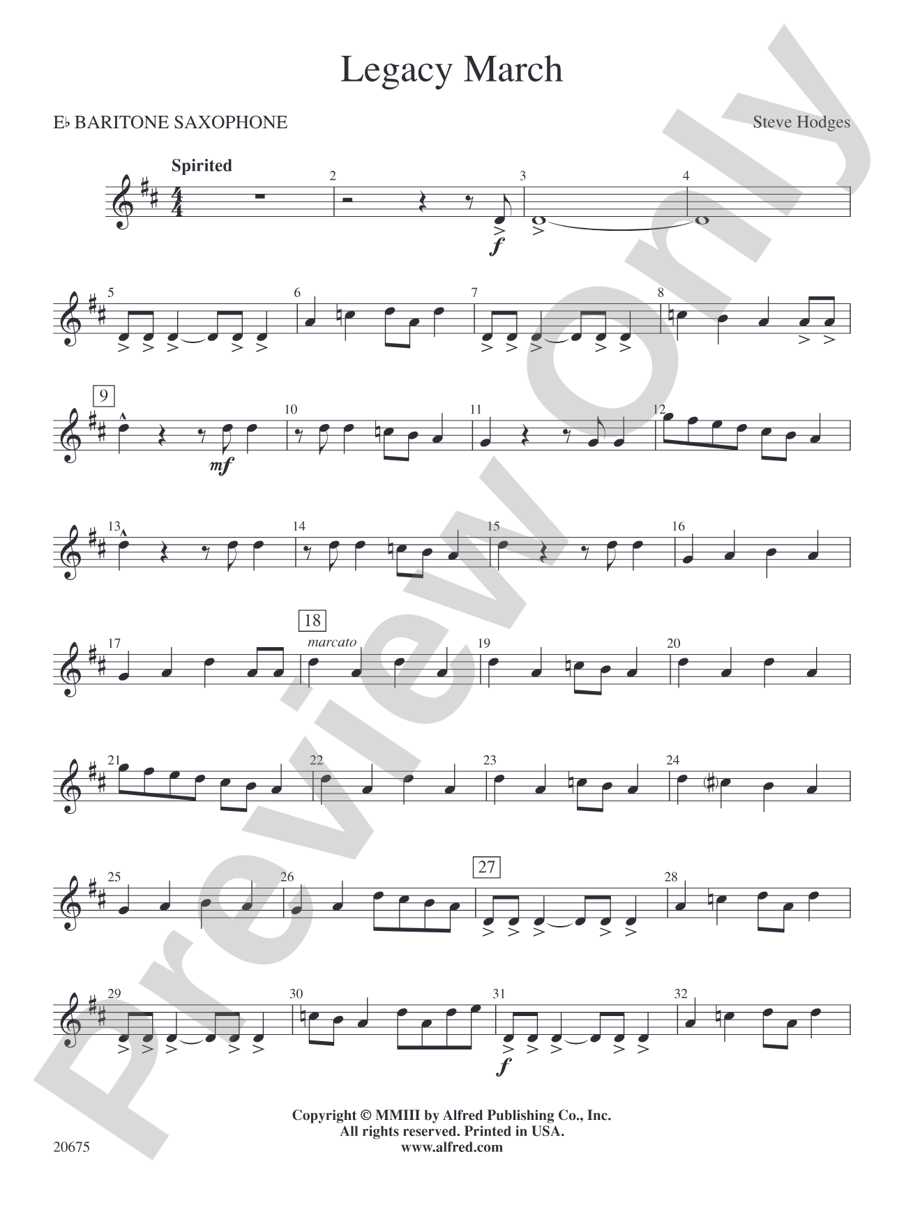 Legacy March: E-flat Baritone Saxophone