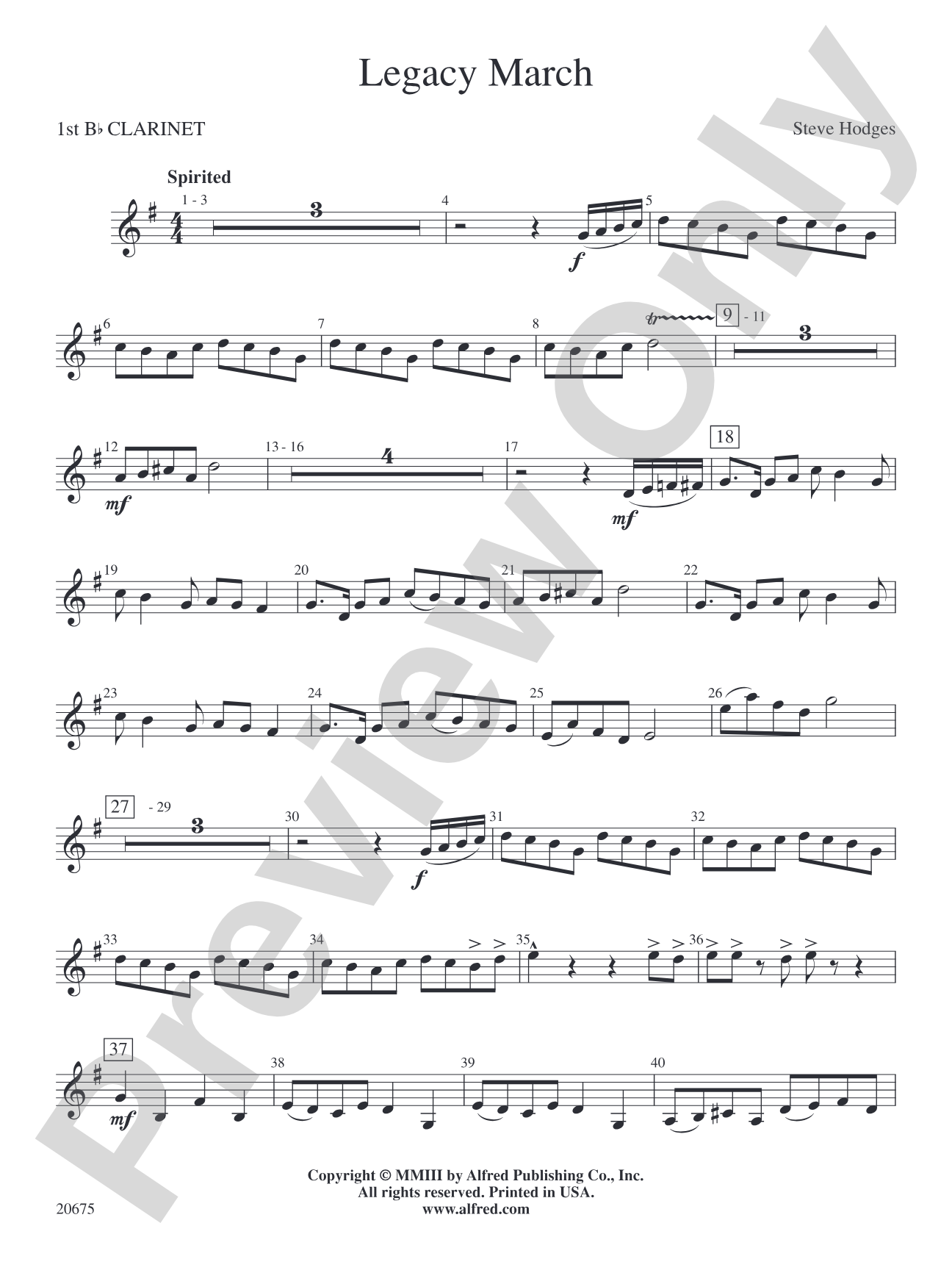 Legacy March: 1st B-flat Clarinet