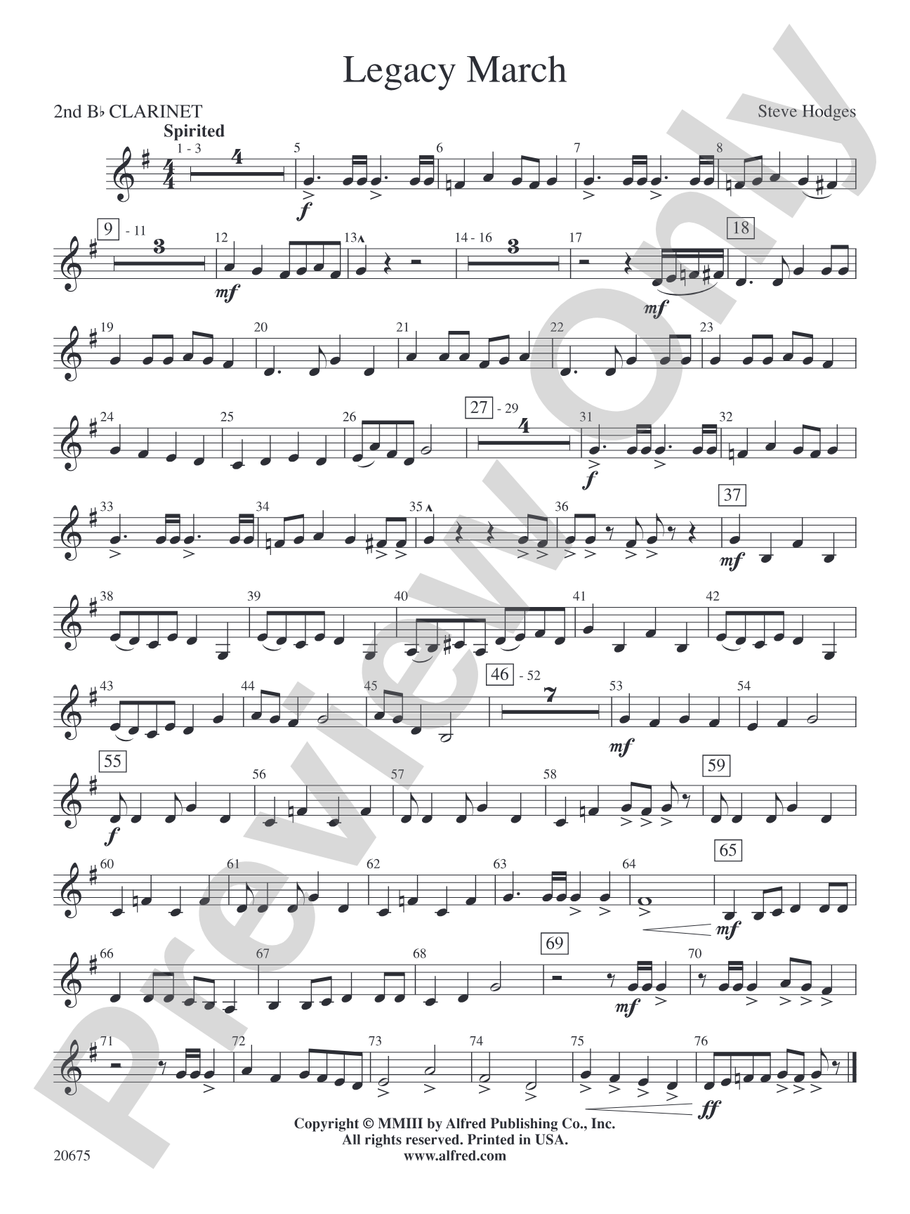 Legacy March: 2nd B-flat Clarinet