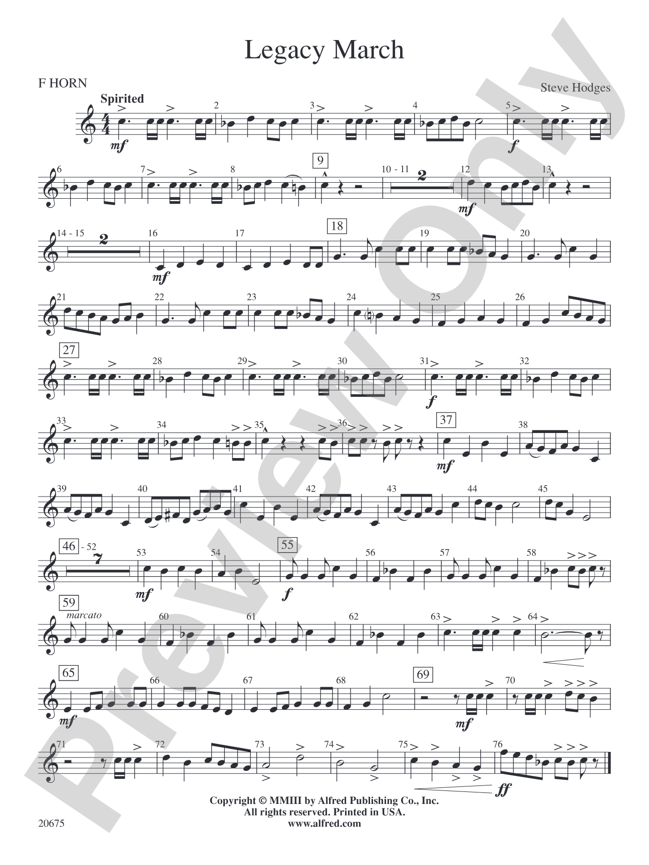 Legacy March: 1st F Horn