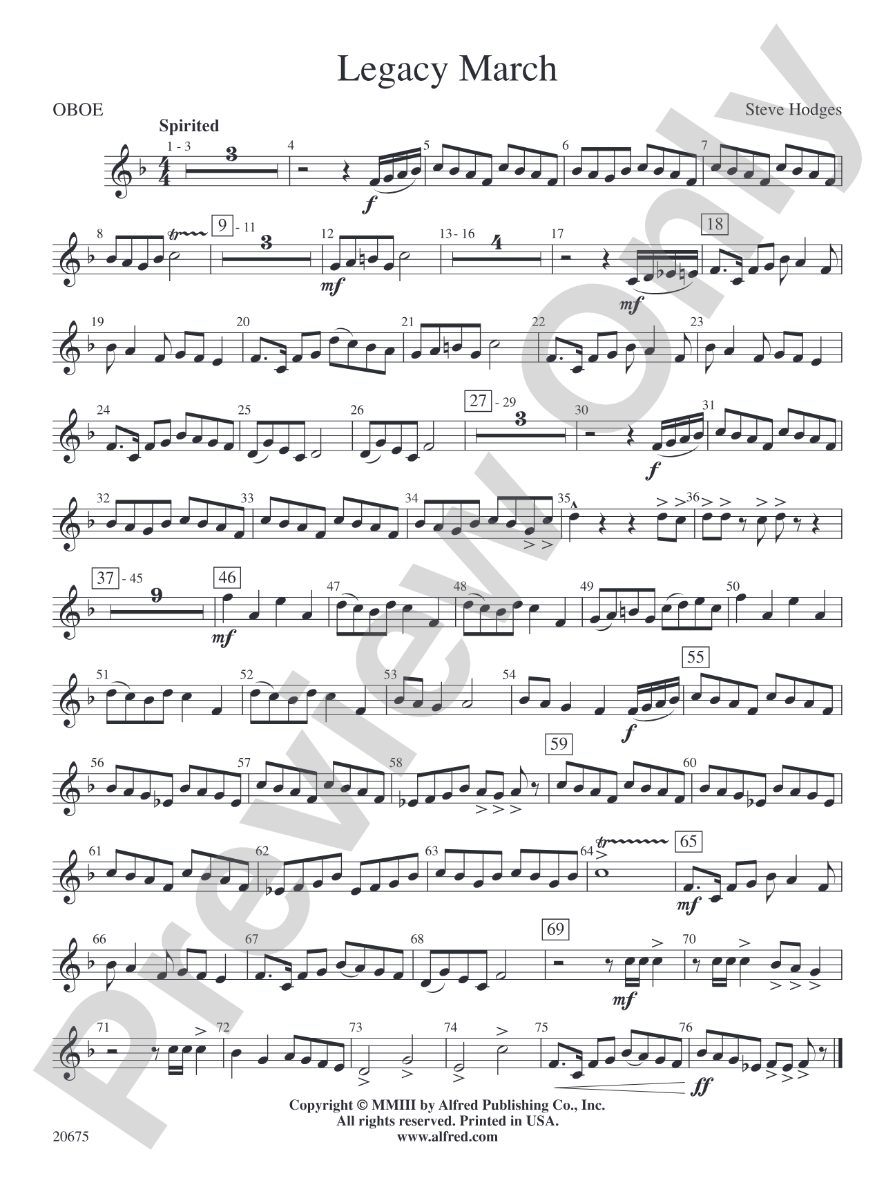 Legacy March: Oboe
